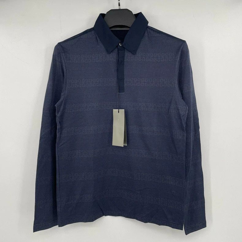 Givenchy Dark Pattern Four-Panel Long Sleeve Polo Shirt