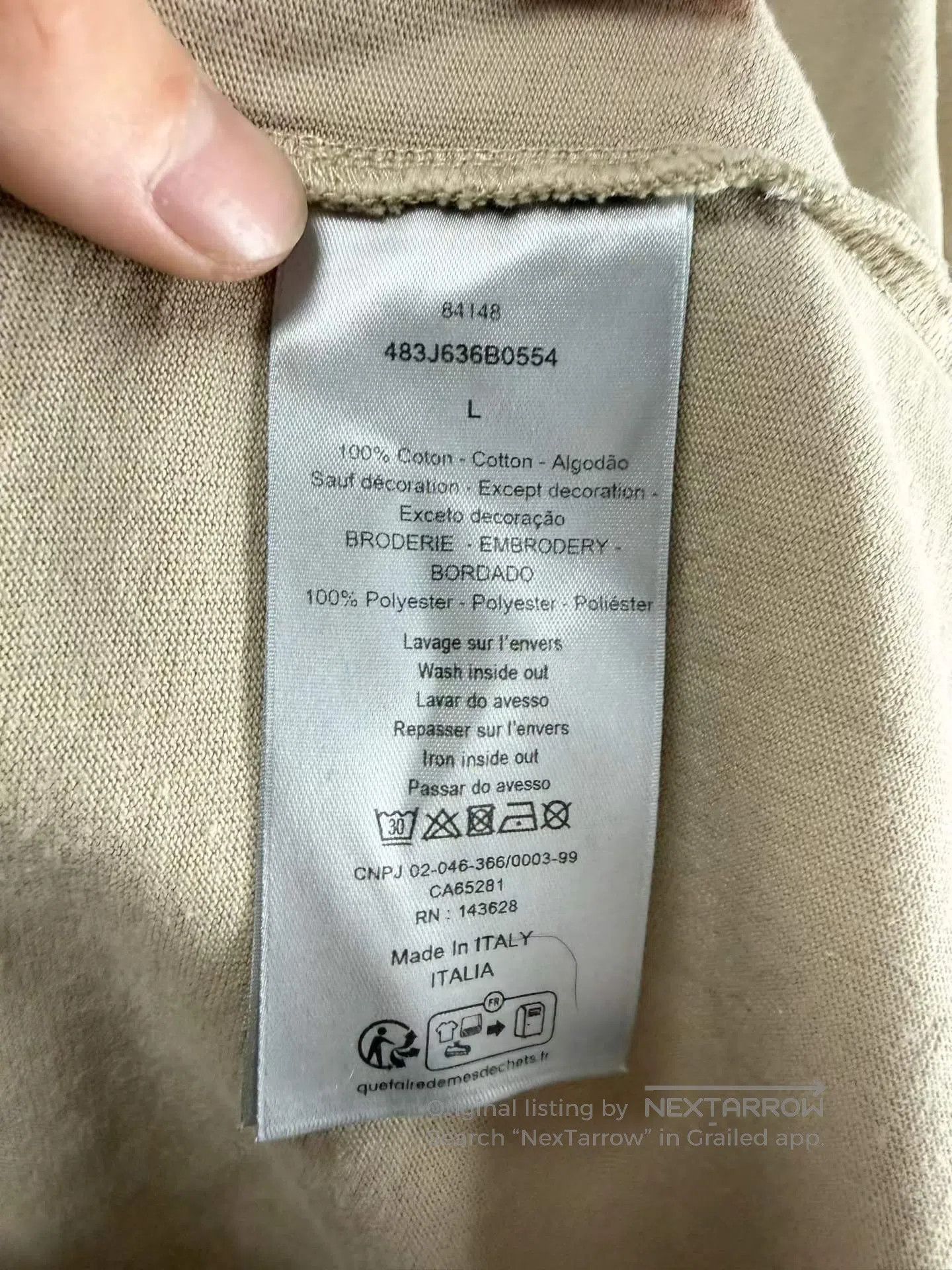 Dior Dior Khaki Velvet Lettering Back Short Sleeve| Size US L / EU 52-54 / 3 - 4 Thumbnail
