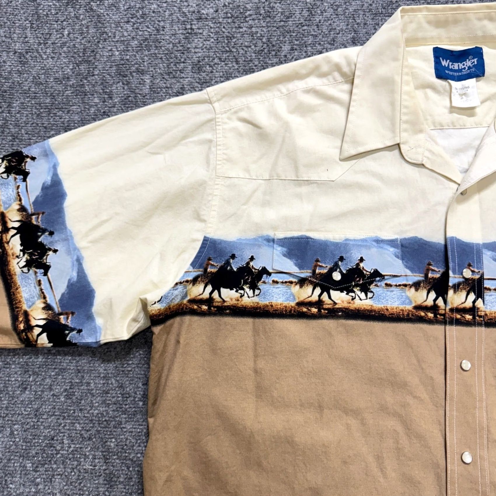 Wrangler VINTAGE Wrangler Shirt Western Pearl Snap Long Sleeve Mens 2XL Distressed Themed Shirt Size US XXL / EU 58 / 5 - 7 Thumbnail