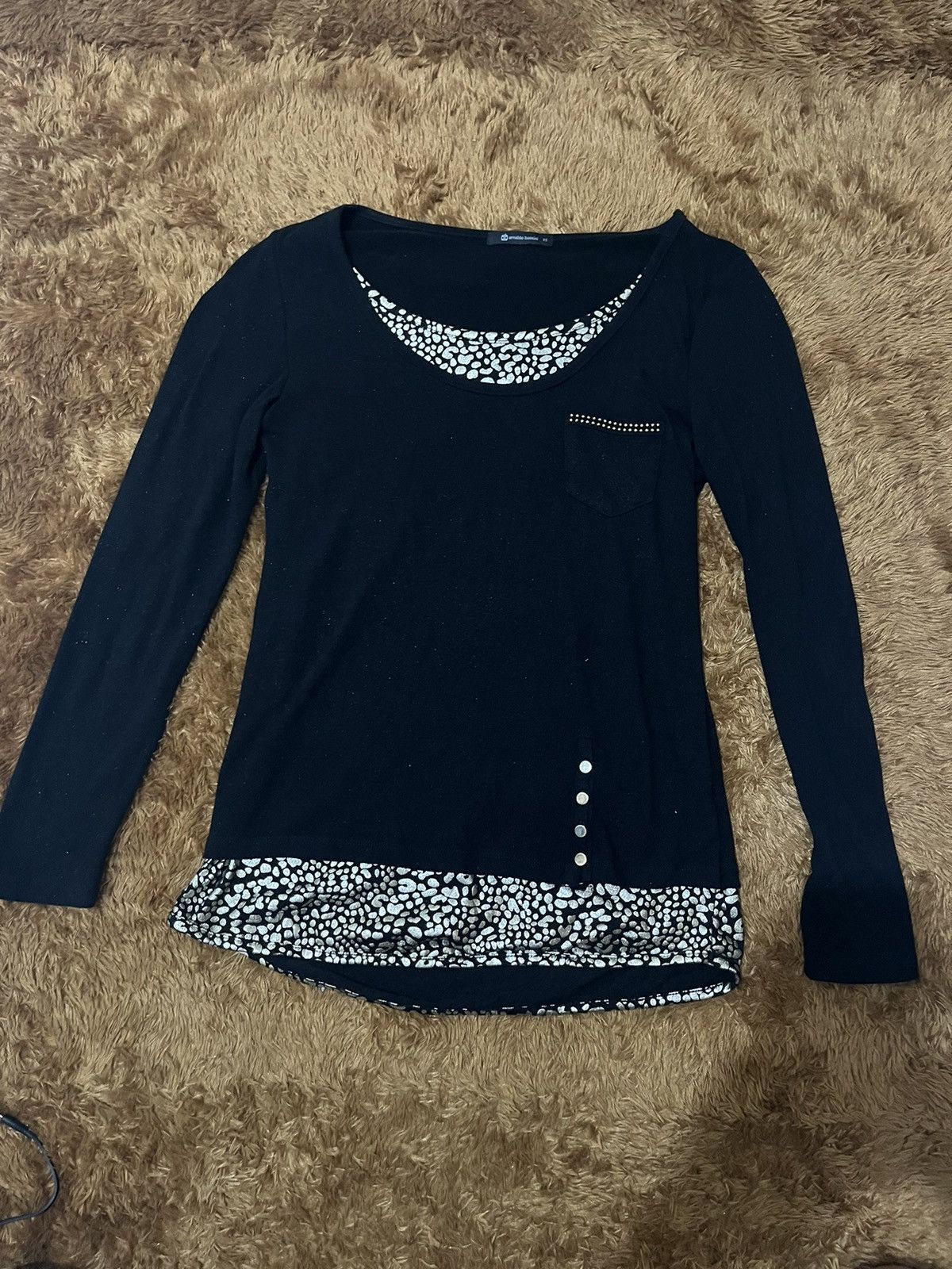 Japanese Brand Arnaldo Bassini Double Layer Long Sleeve Y2K Style Tee Size US XL / EU 56 / 4 - 1 Thumbnail