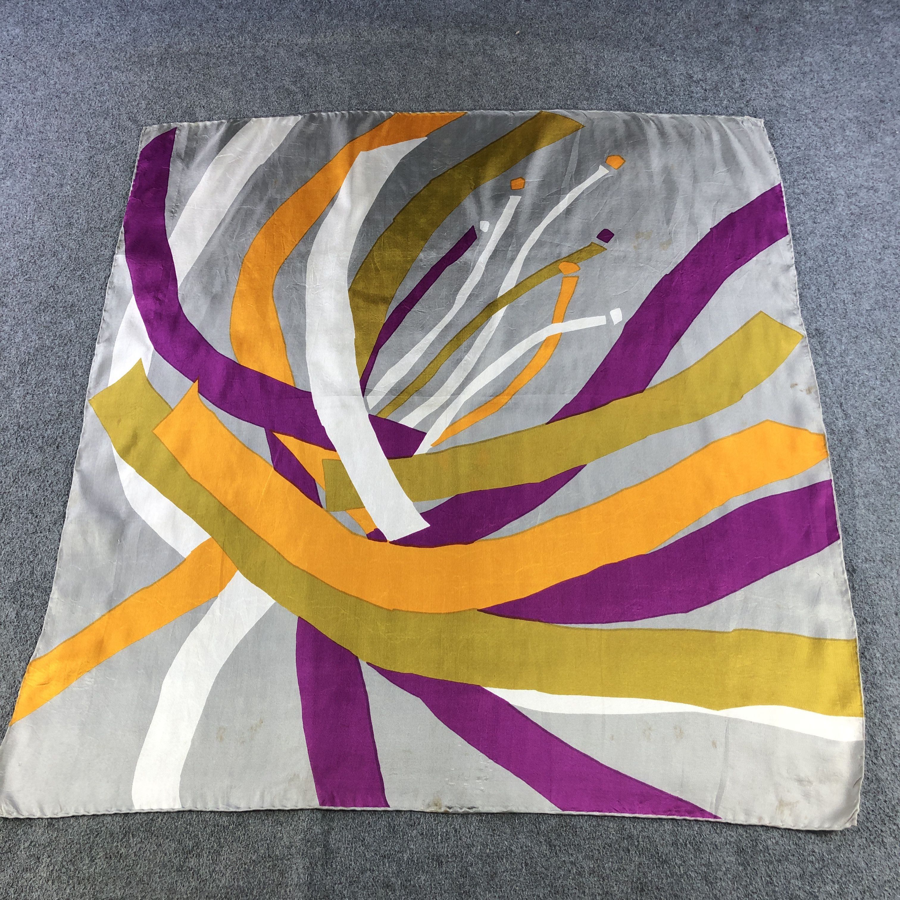 Japanese Brand Abstract Luxury Hand Rolled Silk Scarf M1104 Size ONE SIZE - 2 Thumbnail