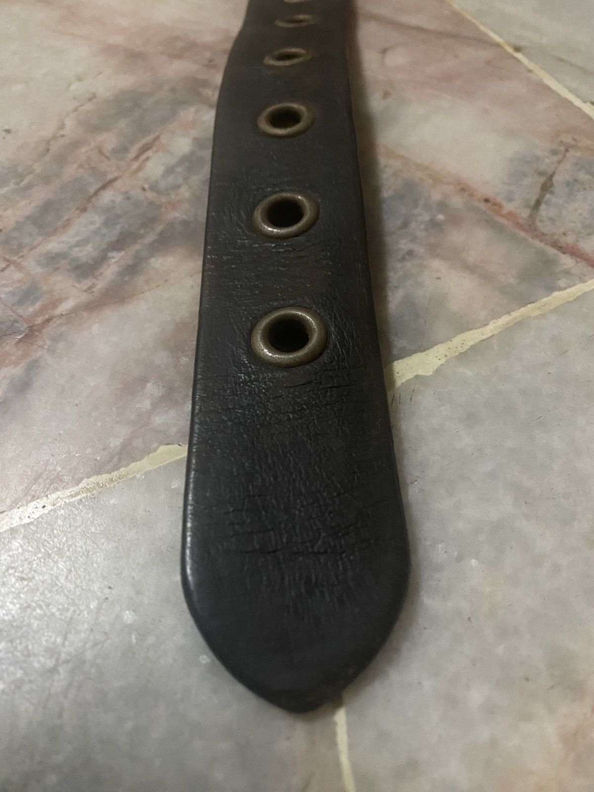 Genuine Leather Dark Brown Leather Single Grommet Belt with Eyelets Size ONE SIZE - 4 Thumbnail