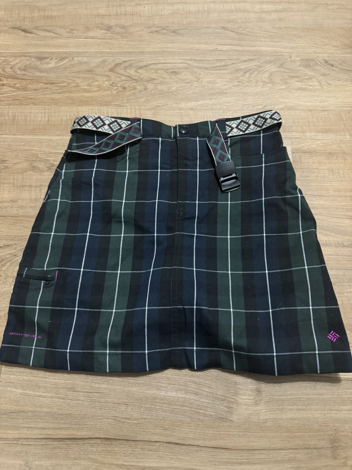 image of Columbia Checkered 5 Pockets Sport Skirt in Green, Women's (Size 28)