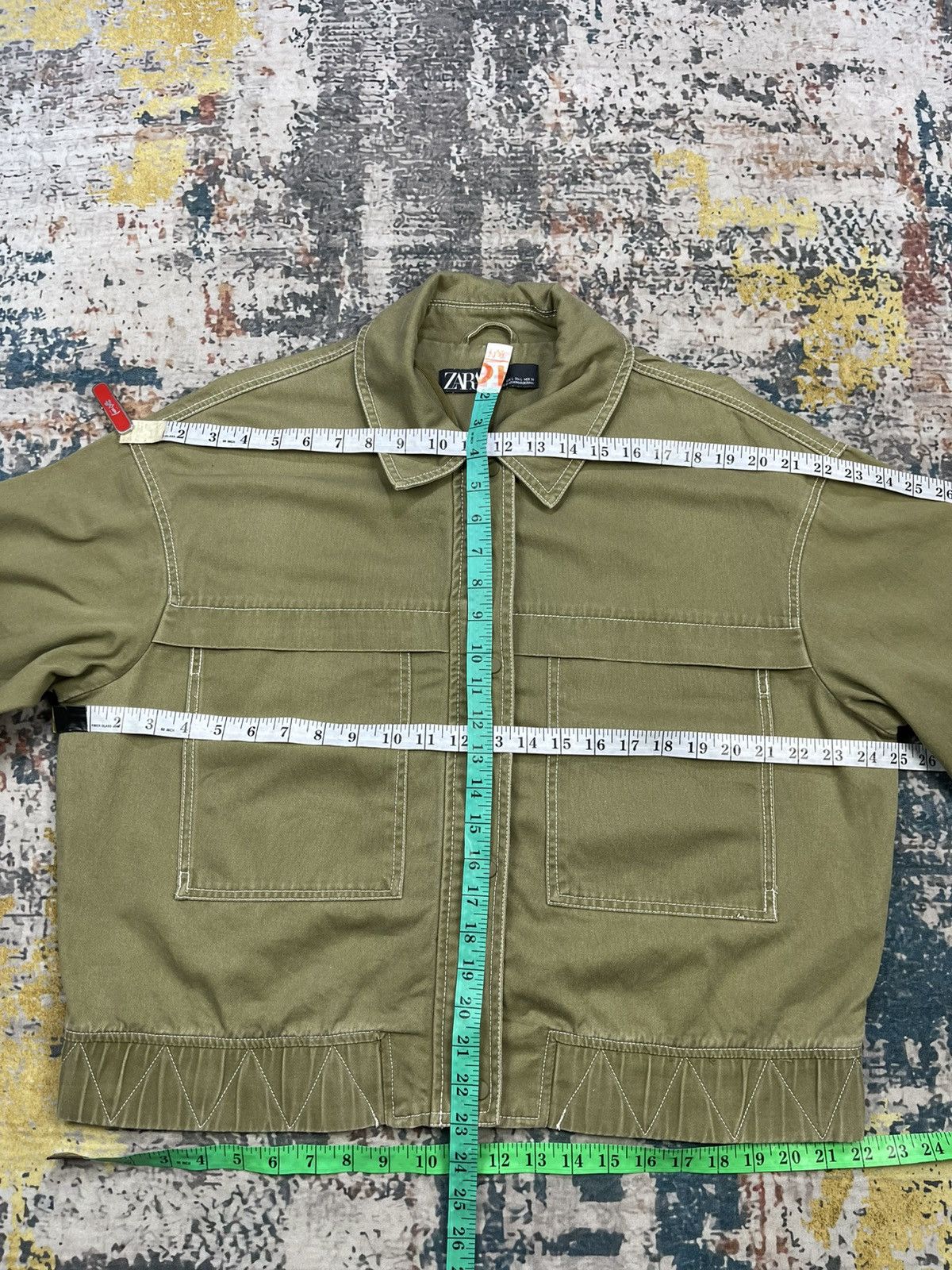 Zara ZARA Olive Green Utility Cotton Jacket Size L / US 10 / IT 46 - 8 Thumbnail