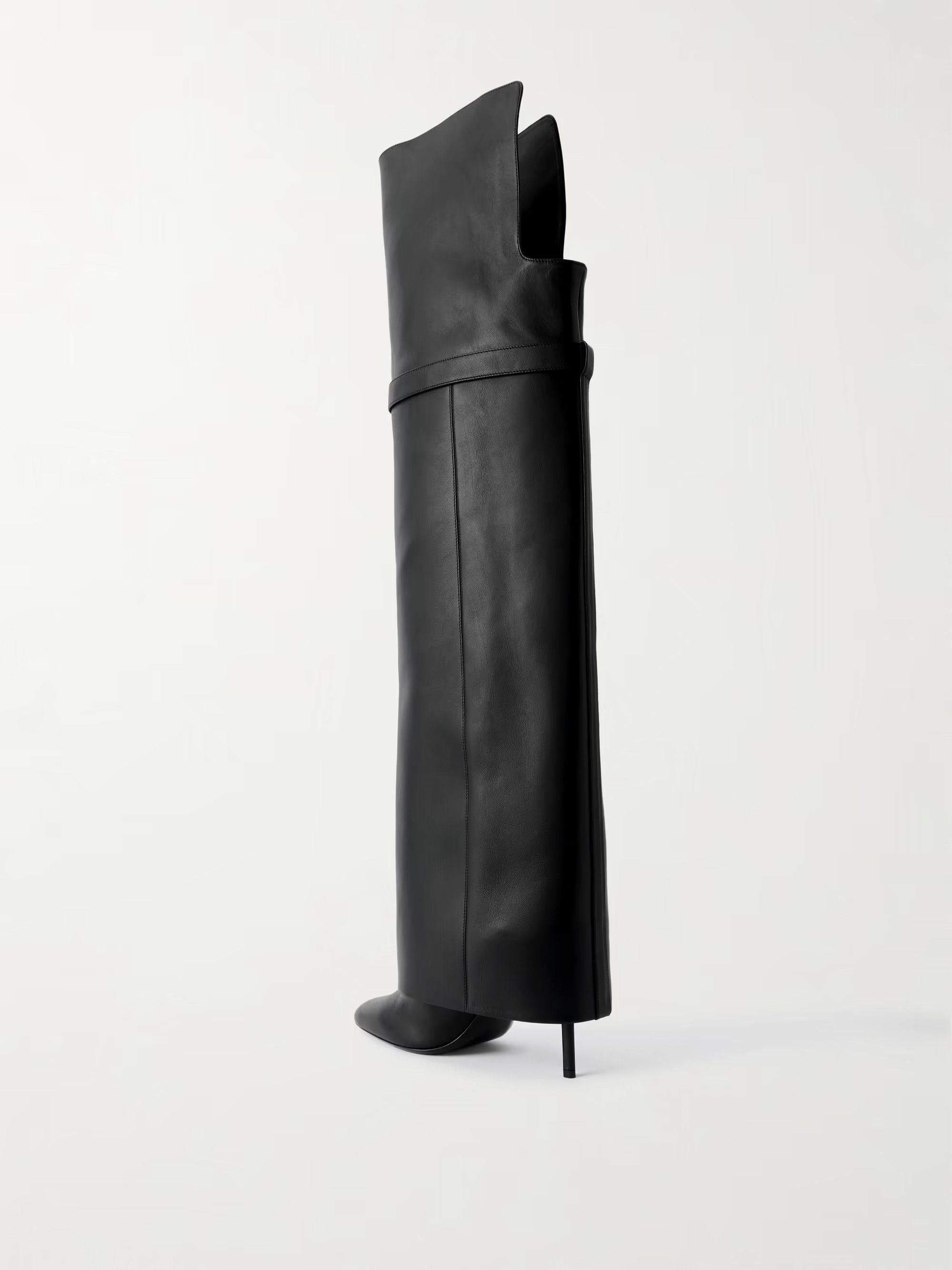 Givenchy o1srvl11e1225 Shark Lock Over-The-Knee Leather Boots Black Size US 8.5 / IT 38.5 - 3 Thumbnail