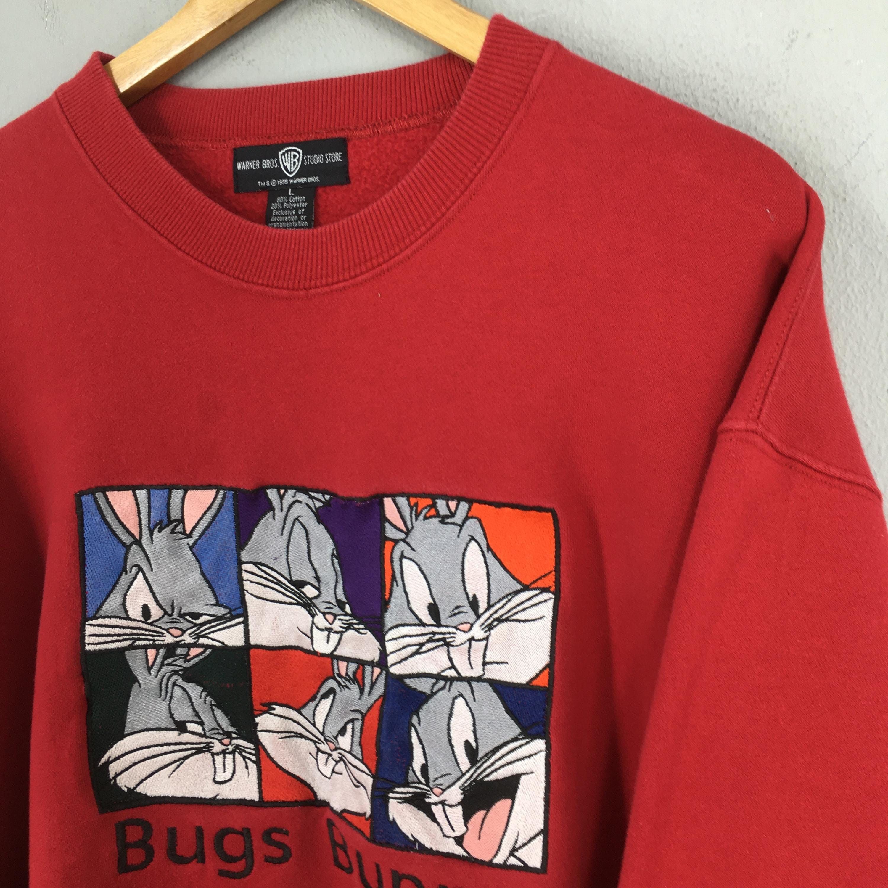 Vintage Vintage Bugs Bunny Warner Bros Red Sweatshirt Large Size US L / EU 52-54 / 3 - 3 Thumbnail