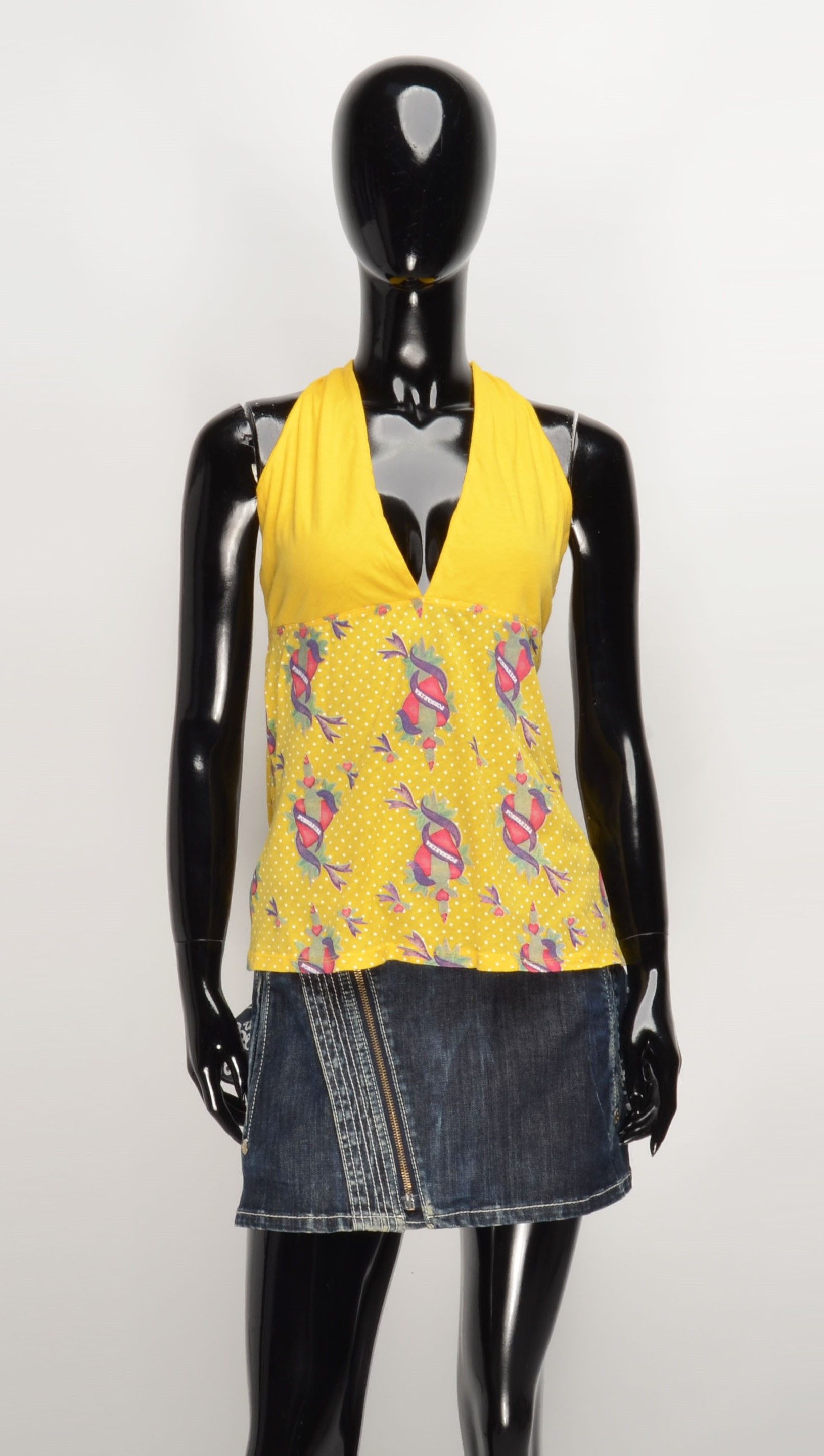 Vintage Vintage Fornarina Y2K Yellow Kidcore Halter Top Size M / US 6-8 / IT 42-44 - 1 Thumbnail