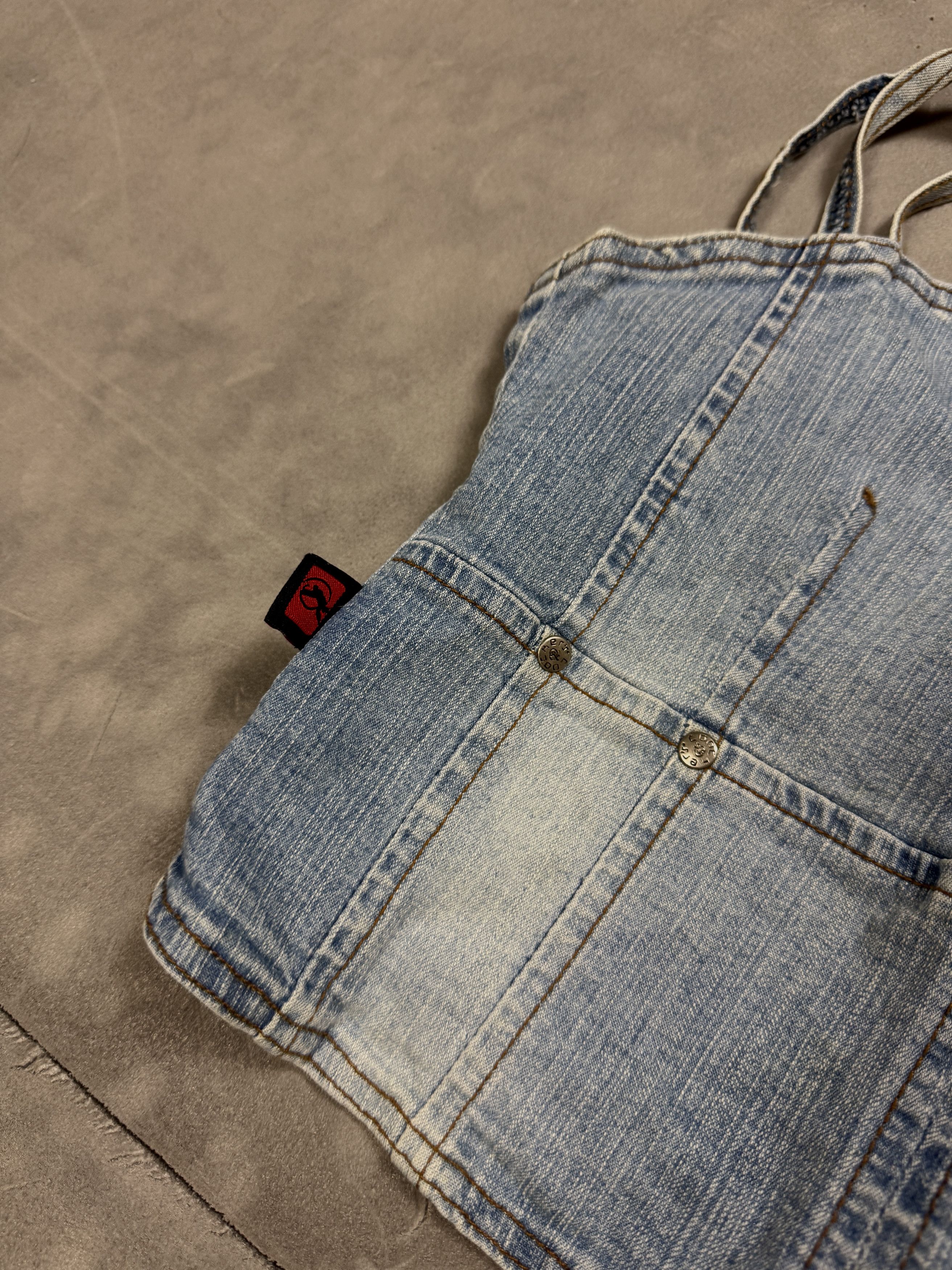 Vintage Women’s denim spaghetti-strap top, Y2K (S) crop tp jeans Size S / US 4 / IT 40 - 10 Thumbnail