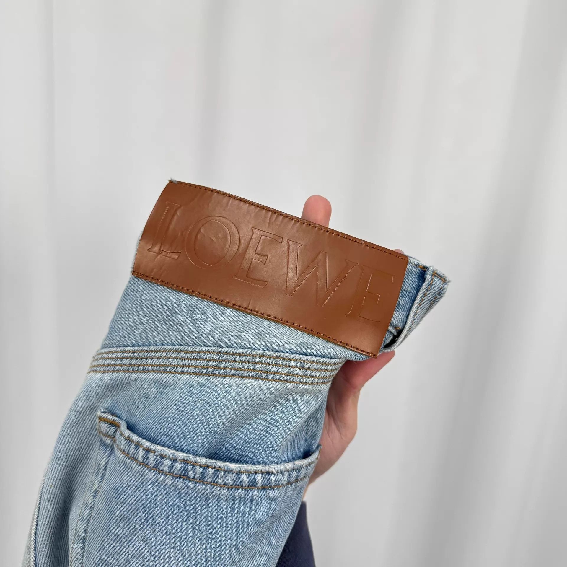Loewe Loewe color blocked leather patch washed jeans 36 Size 25" / US 0 / IT 36 - 5 Thumbnail