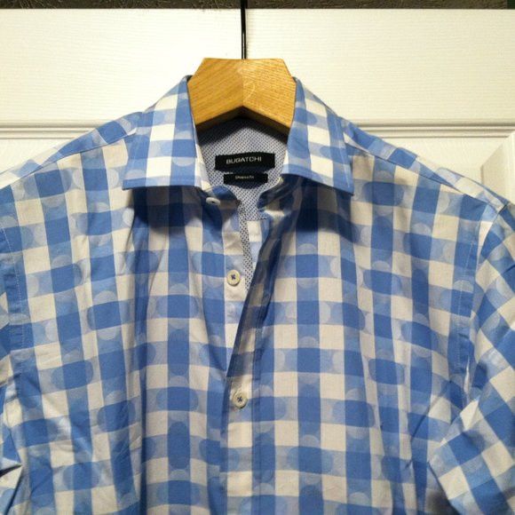 BUGATCHI BUGATCHI MENS NEW BLUE 100%COTTON CASUAL SHIRT SIZE:M Size US M / EU 48-50 / 2 - 4 Thumbnail