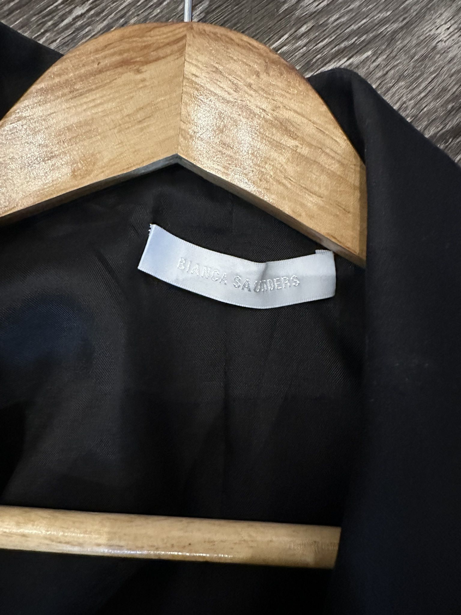 Bianca Saunders Raised Padded Shoulder Black Blazer Size 36R - 2 Thumbnail