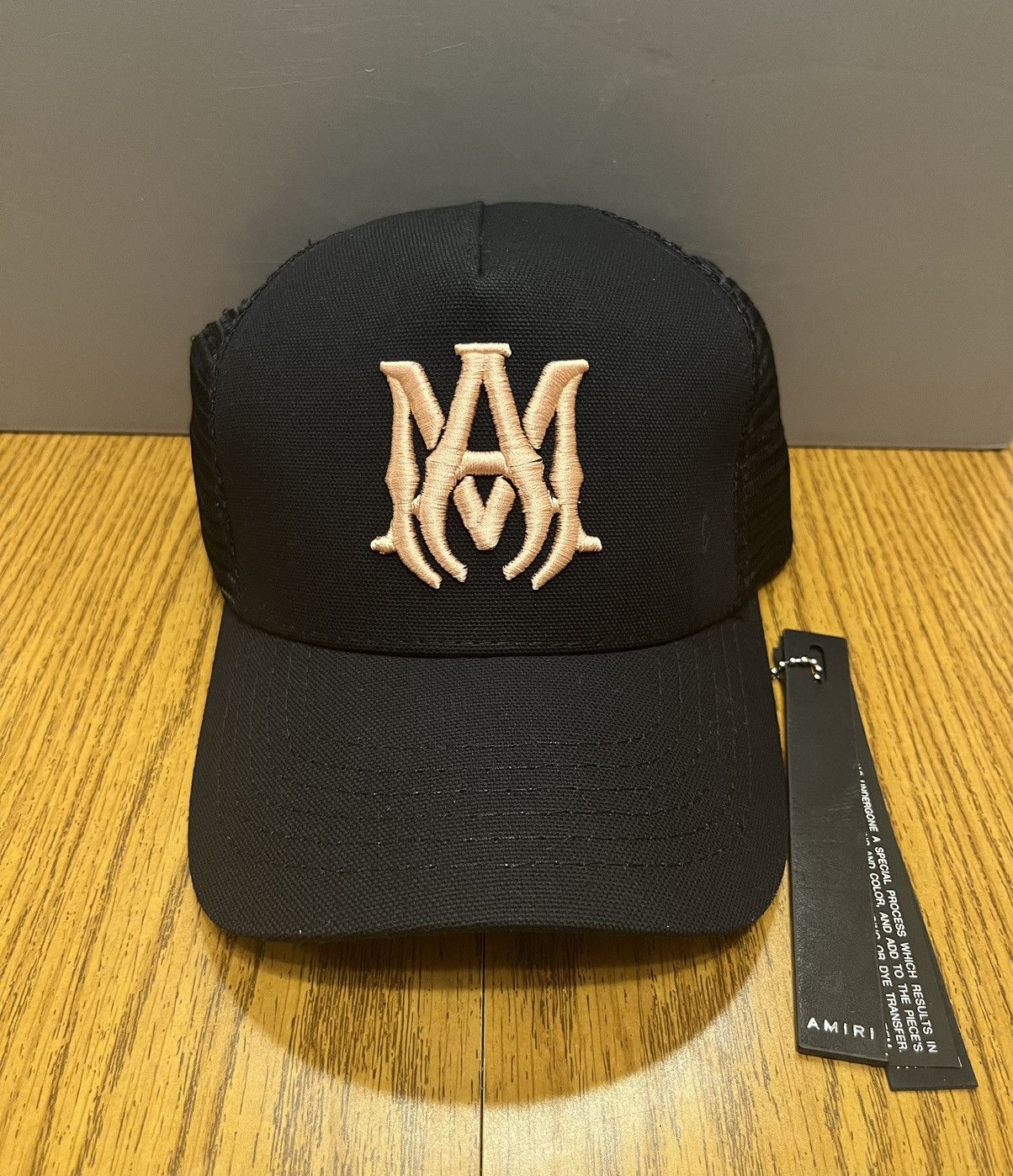 image of Amiri Ma Trucker Hat (Black/peach), Men's