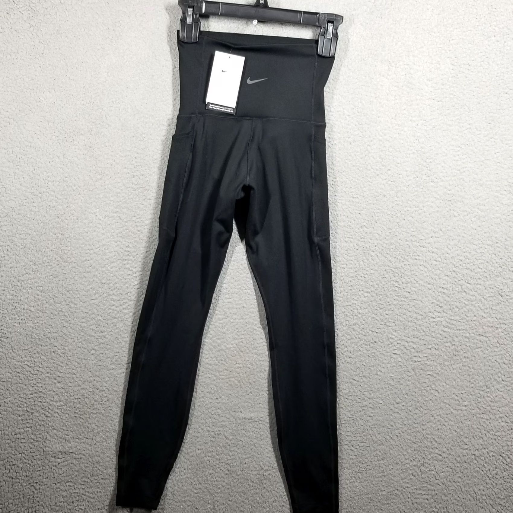 Nike Nike Leggings Women XS High-Waisted 7/8 with Pockets Black Size 26" / US 2 / IT 38 - 2 Thumbnail