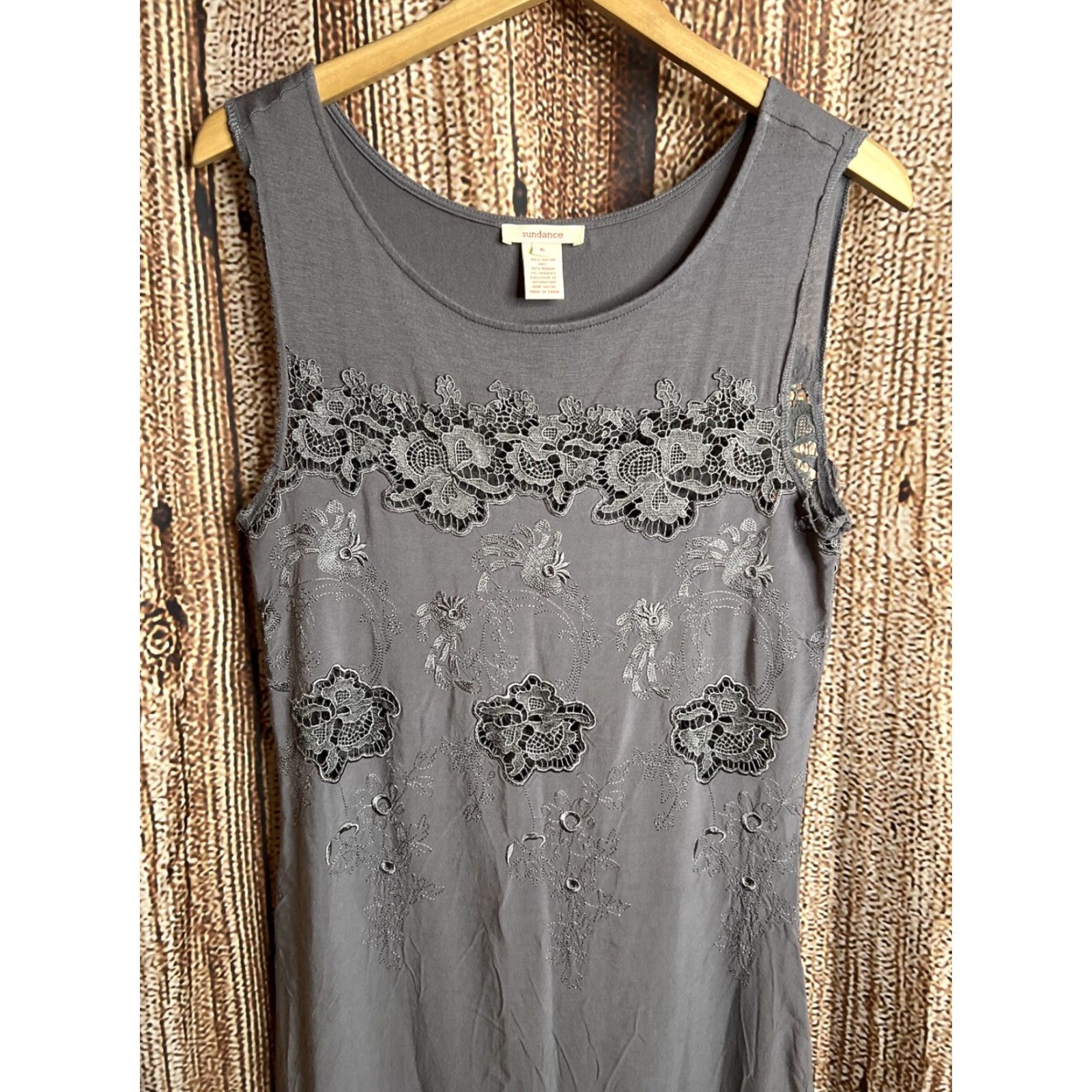 Vintage Sundance Dress Size 6 Gray Embroidered Womens Rayon Size M / US 6-8 / IT 42-44 - 3 Thumbnail