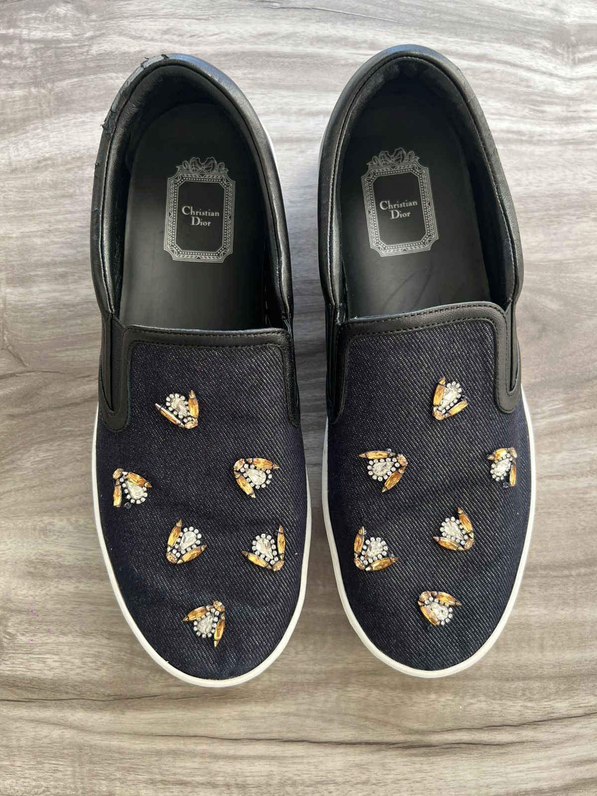 Dior Christian Dior Navy Denim Leather Bee Slip-On Size 8 Women’s Size US 8 / IT 38 - 4 Thumbnail