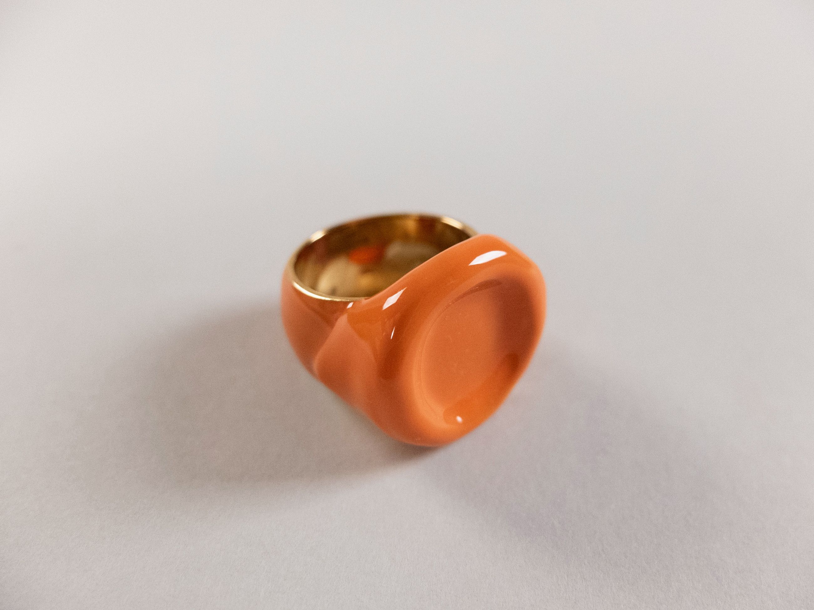 Bottega Veneta BOTTEGA VENETA Seal orange gold plated silver ring 9.5 21 q Size ONE SIZE - 3 Thumbnail