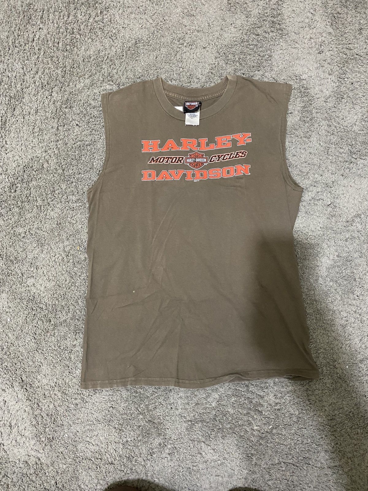 Harley Davidson Brown/tan Vintage Harley Davidson sleevless shirt Size US L / EU 52-54 / 3 - 1 Thumbnail