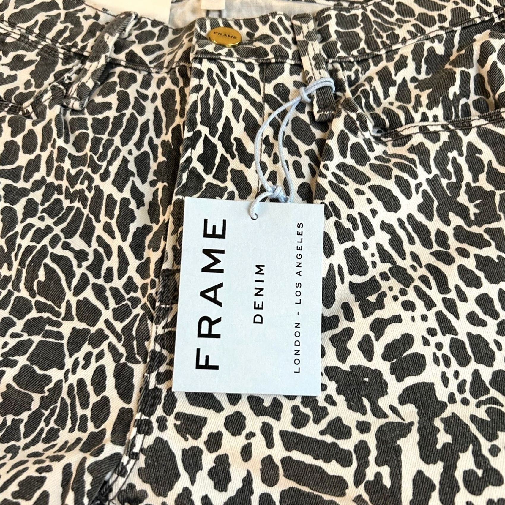 Frame FRAME Le High Skinny Jeans Womens 25 Gray White Animal Print High Rise NWT Jeans Size 42" / US 20 - 2 Thumbnail