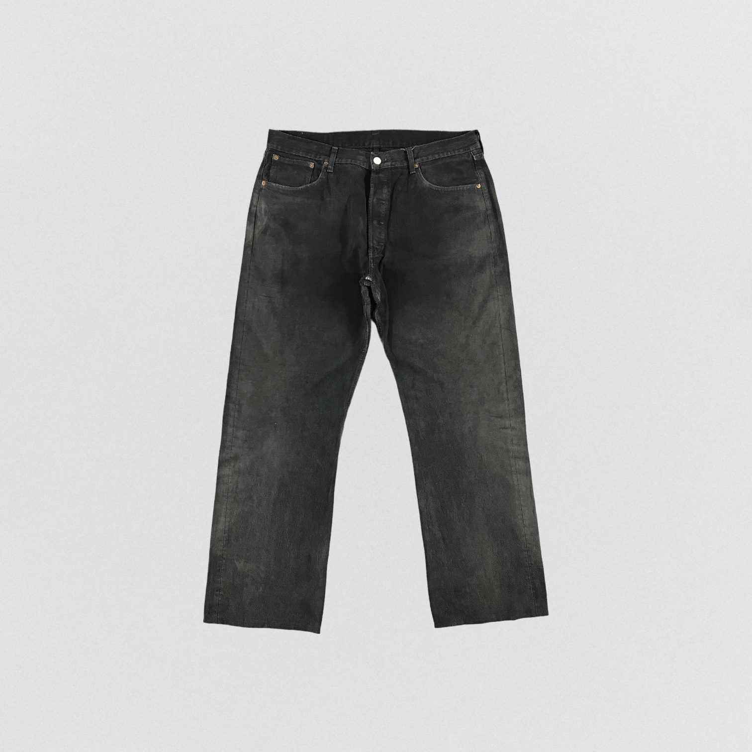 Levi's Vintage 90s Black Distress Levis 501 Jeans-JM1611 Size US 37 - 1 Thumbnail