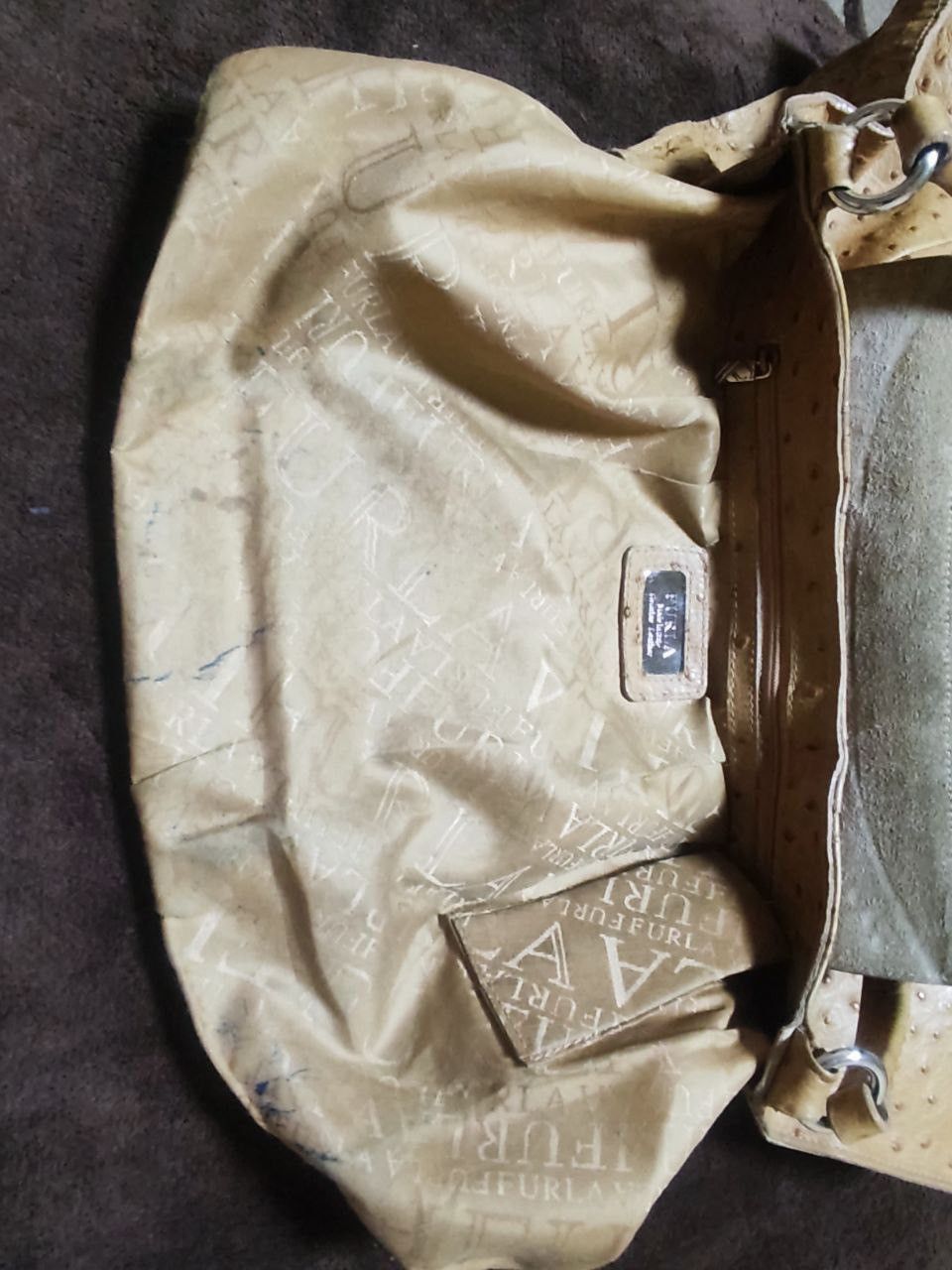 Furla Vintage Furla Ostrich Embossed Leather Shoulder Bag Size ONE SIZE - 6 Thumbnail
