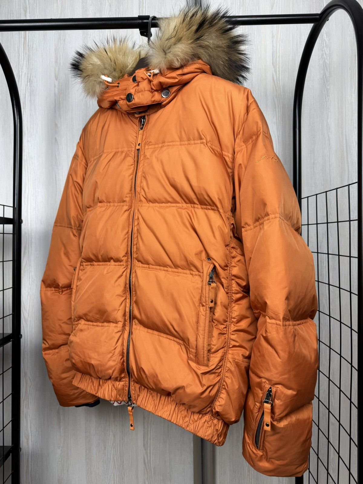 Japanese Brand Jet Set Orange quilted down puffer fur ski jacket Size US L / EU 52-54 / 3 - 7 Thumbnail