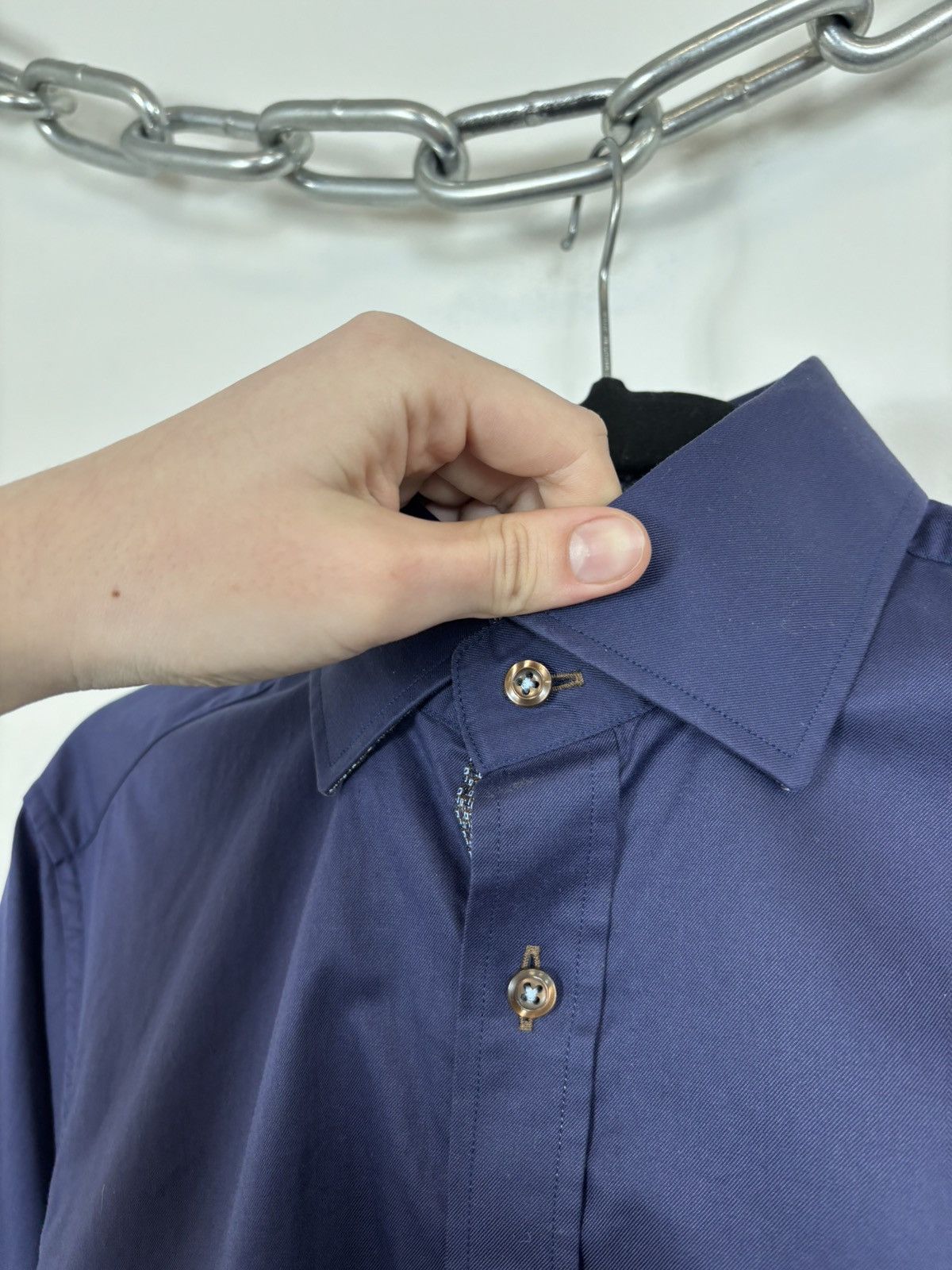 Strenstroms Stenstroms Men’s Slimline Navy Blue Dress Button Up Shirt Size US M / EU 48-50 / 2 - 5 Thumbnail