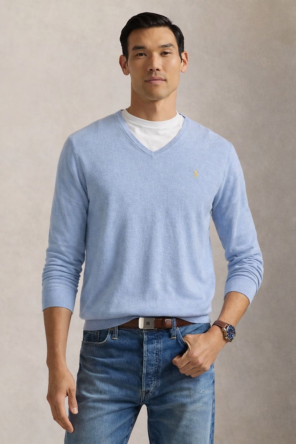 Polo Ralph Lauren Polo Ralph Lauren Blue Sweater Slim Fit Cotton Knit Pullover Size US XL / EU 56 / 4 - 1 Thumbnail