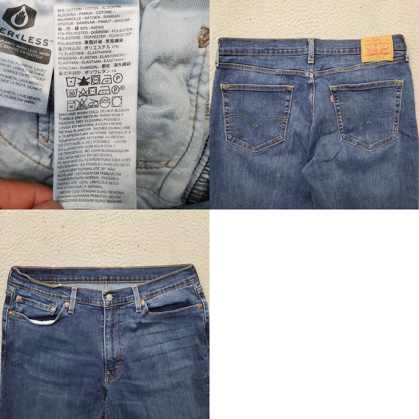 Levi's Levi's 511 Mens Jeans Straight Blue Denim 5-Pocket Medium Wash 36x32 Regular Size 36 Color Blue Mens Jeans 5-Pocket Denim Stretch Modern Fit Size US 36 / EU 52 - 8 Thumbnail