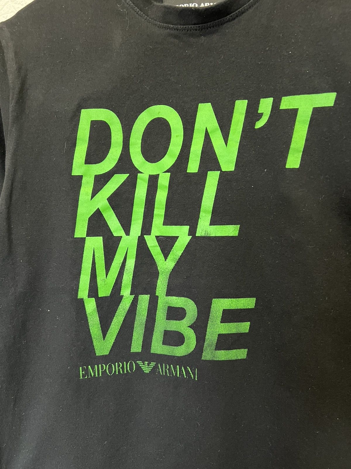 Emporio Armani Emporio Armani Dont Kill My Vibe Black T shirt Size US M / EU 48-50 / 2 - 2 Thumbnail
