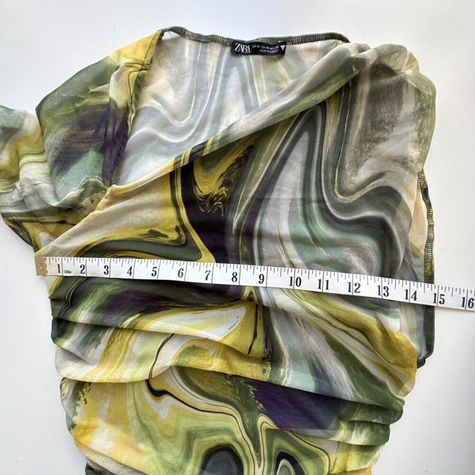Zara Zara Green Mesh printed tulle top asymmetrical Medium Size M / US 6-8 / IT 42-44 - 6 Thumbnail