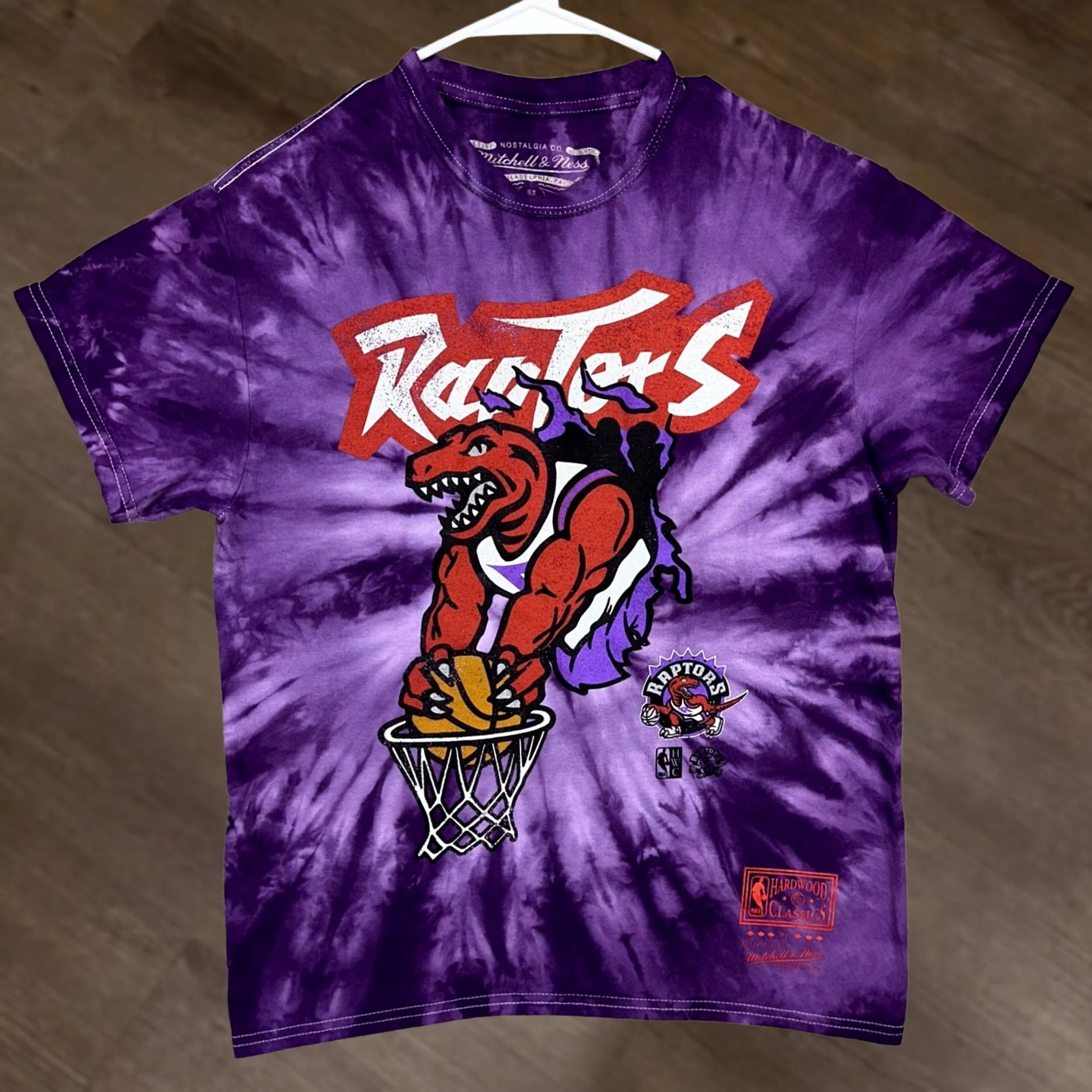 Mitchell & Ness Mitchell Ness Toronto Raptors T-Shirt Men Hardwood Classic Purple Tie Dye Short Sleeve Crew Neck Medium Graphic Print 40in Chest 26in Length Mens Size US M / EU 48-50 / 2 - 1 Thumbnail
