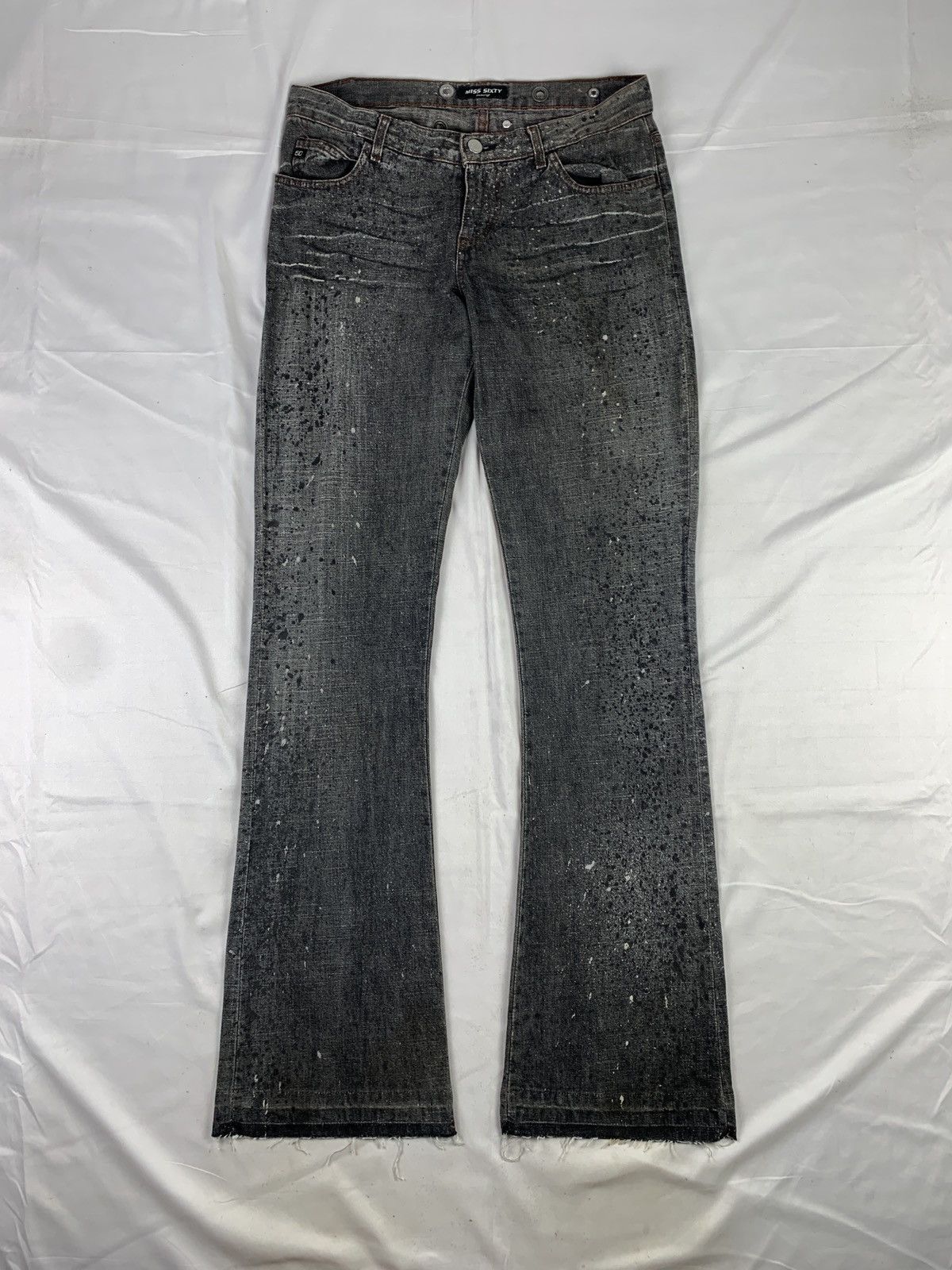 Miss Sixty Miss Sixty Studded Eyelete Splatter Bootcut Jeans Pants Size 31" - 4 Thumbnail