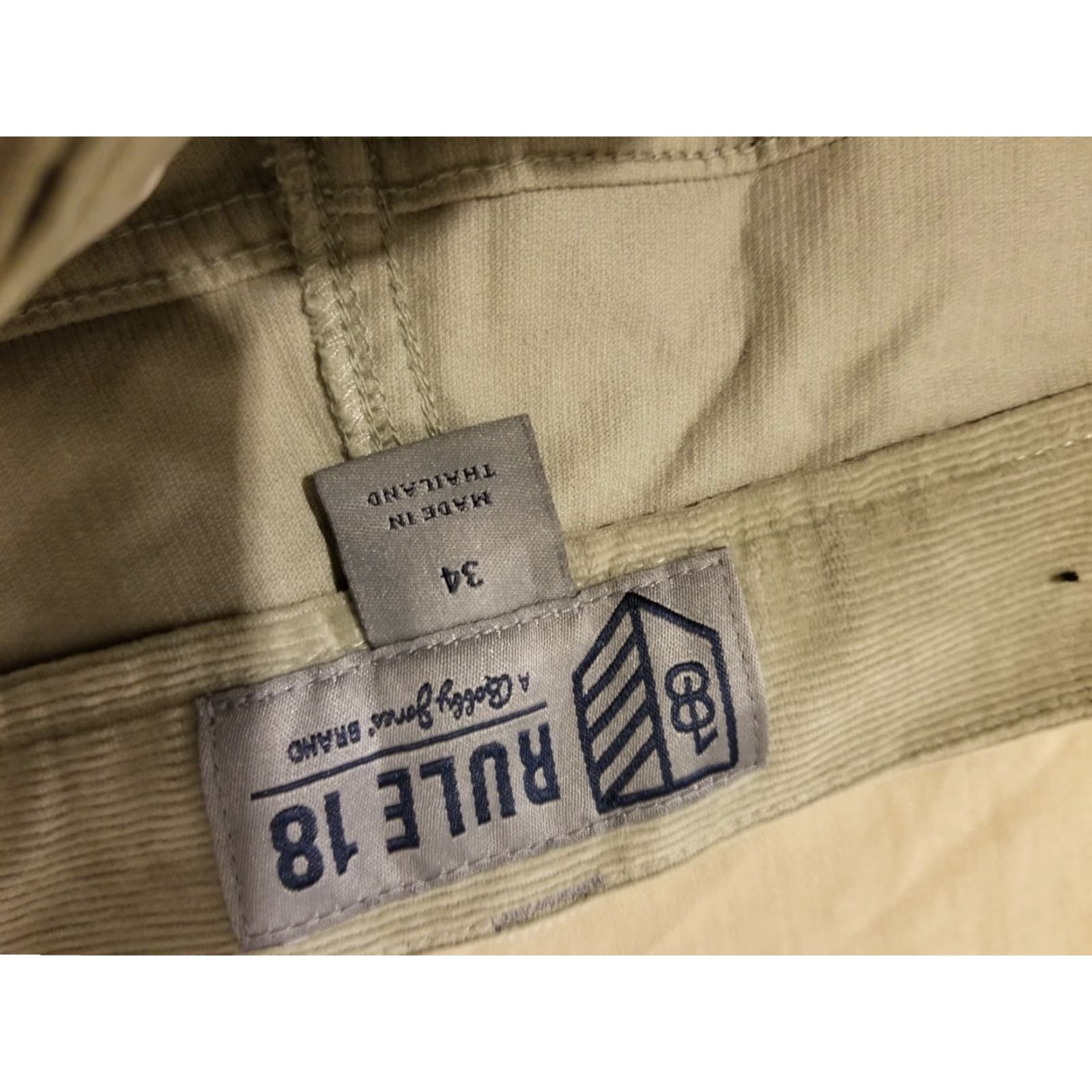 Vintage Mens Bobby Jones Rule 18 Corduroy Jeans Pants 34x32 Khaki Beige Stretch Cotton Chino Golf 90s Boys Mens Size US 34 / EU 50 - 5 Thumbnail