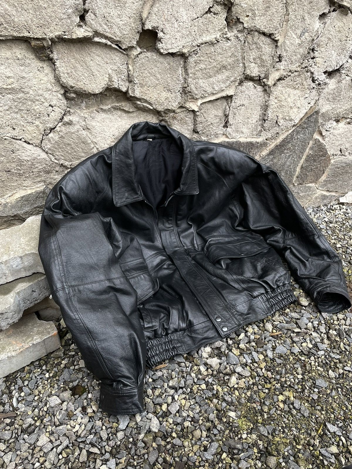 🔥RARE🔥vintage leather bomber jacket style Japanese y2k