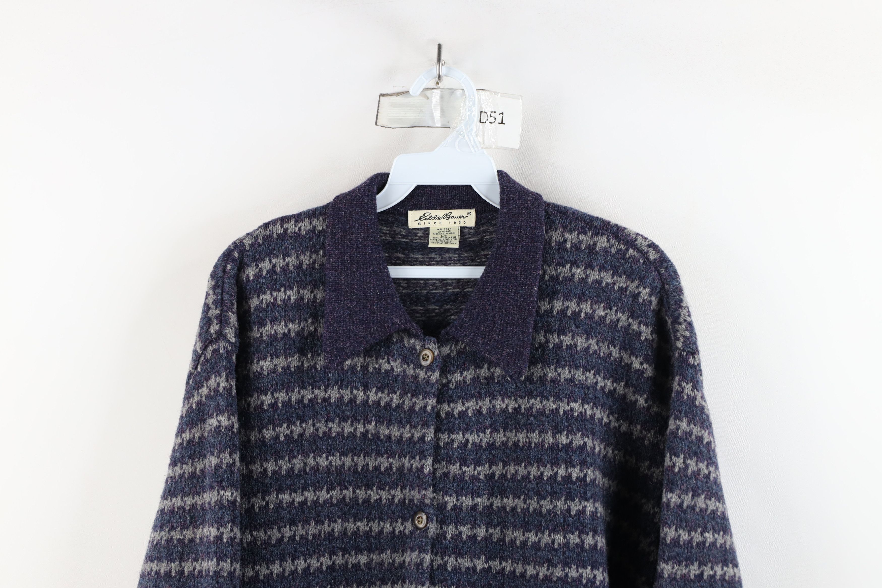 Eddie Bauer × Vintage Vintage 90s Eddie Bauer Houndstooth Collared Sweater Size L / US 10 / IT 46 - 2 Thumbnail