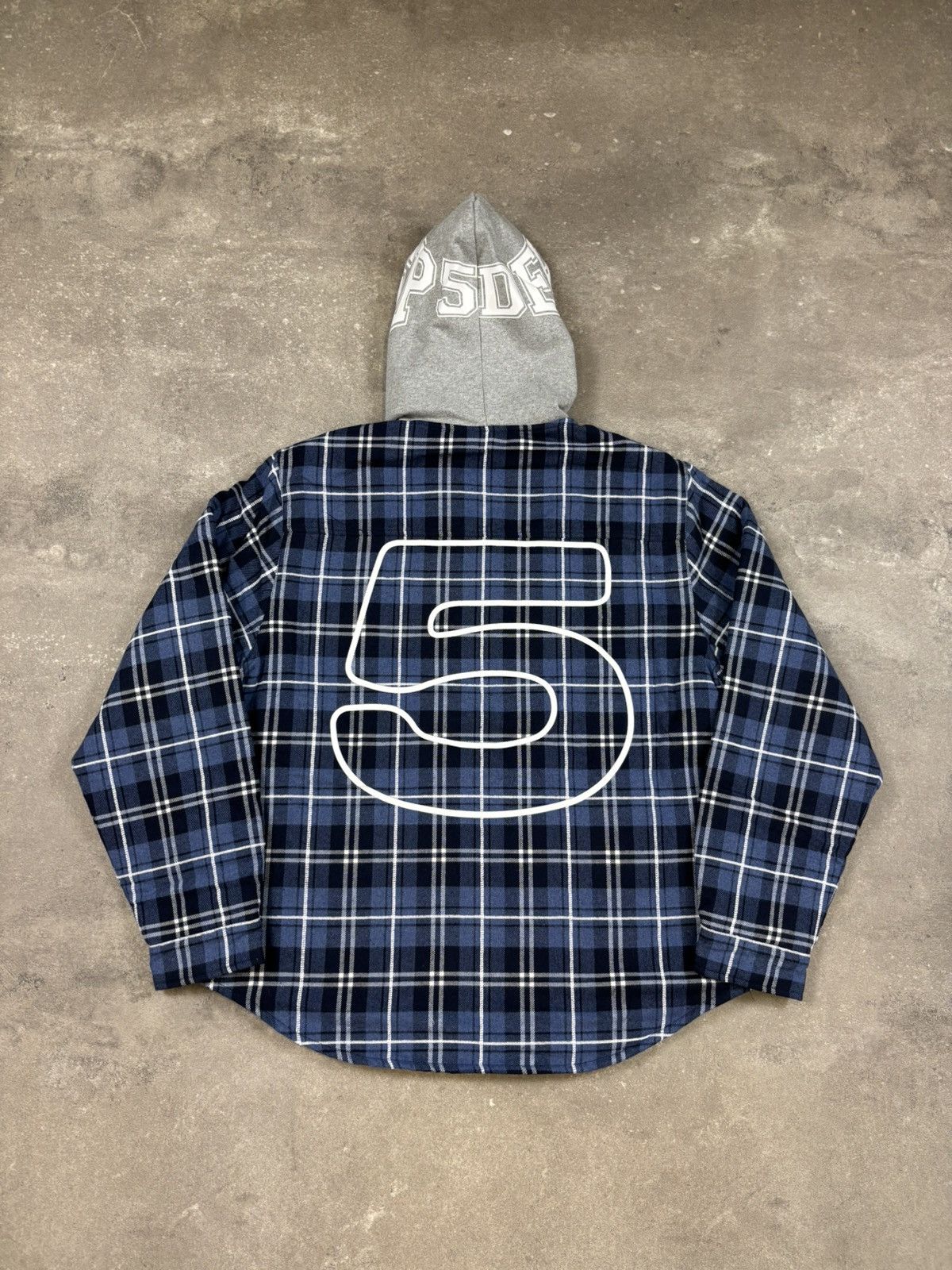 Sp5der Sp5der Hooded Zip Flannel Shirt Jacket, Blue Size US S / EU 44-46 / 1 - 2 Thumbnail