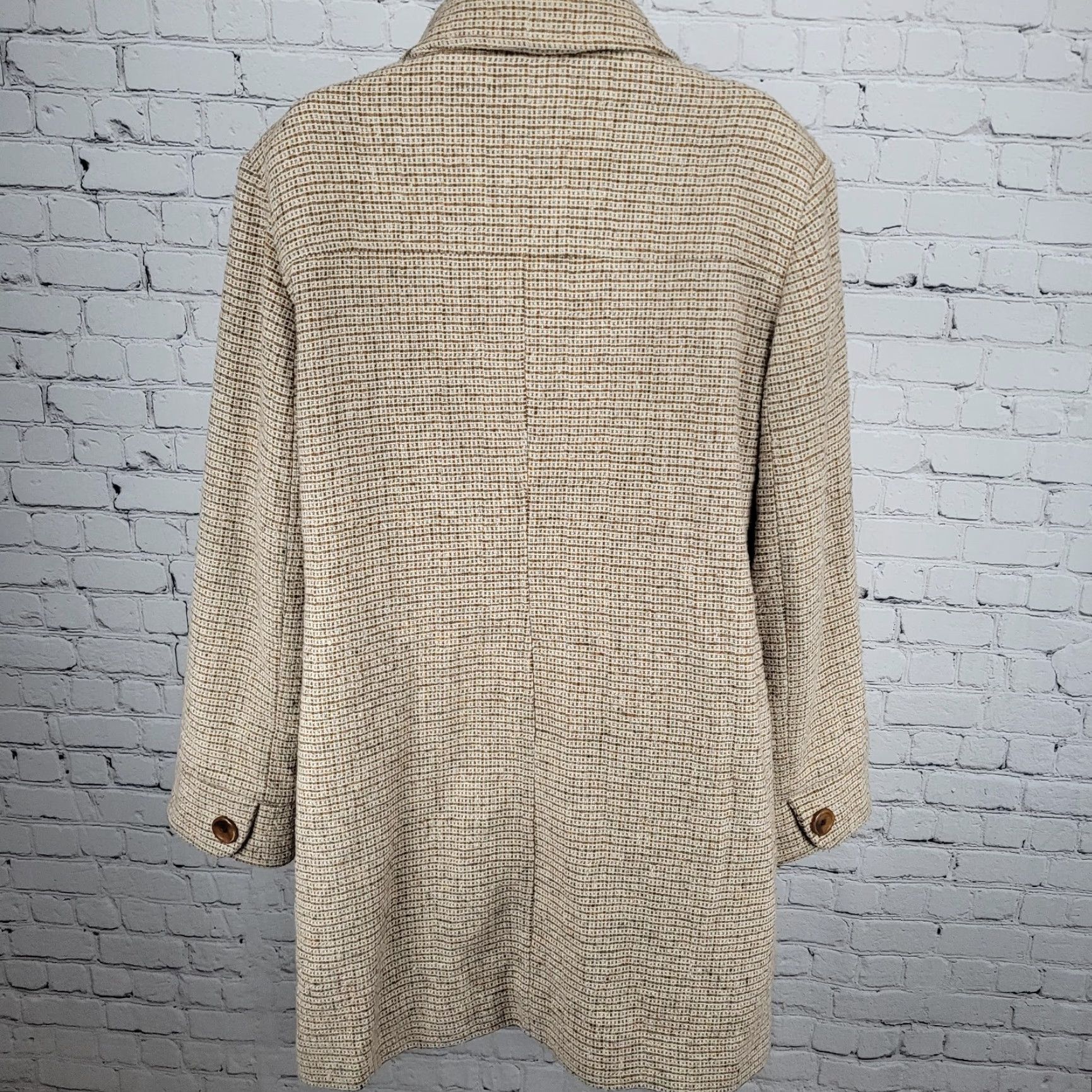 Vintage Static Tan Wool Blend Tweed Buttoned Pockets Lined Collared Coat XL Women’s Overcoat Buttons Pockets Lined Wool Tweed Coat Size XL / US 12-14 / IT 48-50 - 2 Thumbnail