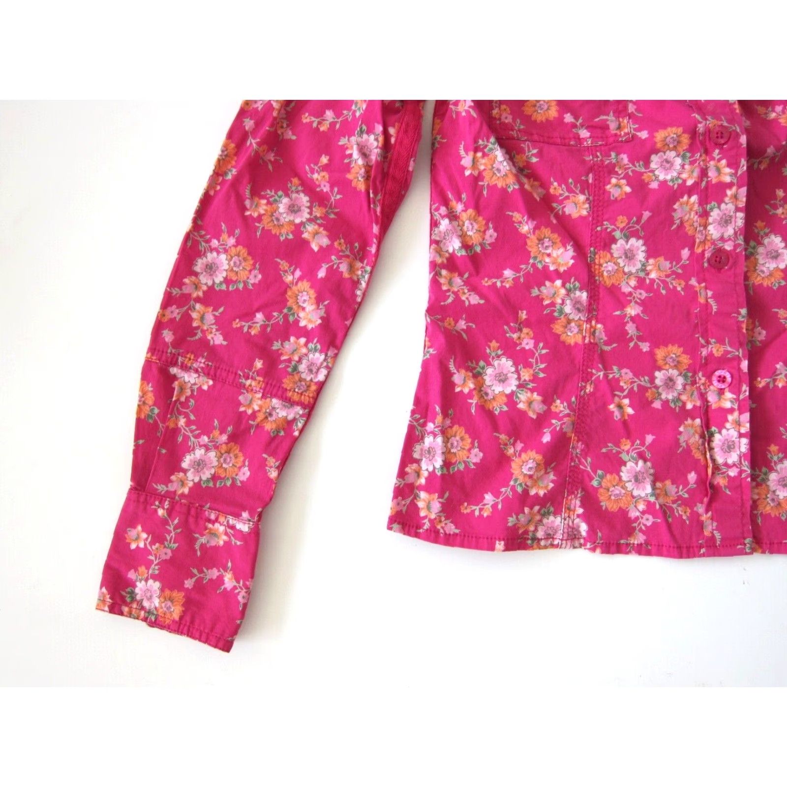 Esprit Esprit Cotton Stretch Floral Pink Green Long Sleeve Western Blouse XS Vintage Women Collared Shirt Grated? Size XS / US 0-2 / IT 36-38 - 8 Thumbnail
