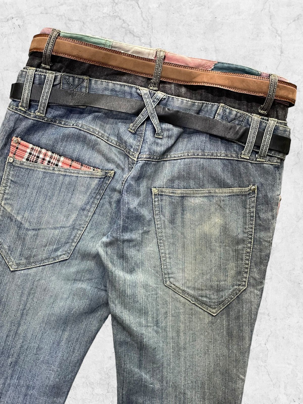 Japanese Brand Vintage Manydope Double Waist Denim Pants With Leather Belt Size US 32 / EU 48 - 12 Thumbnail