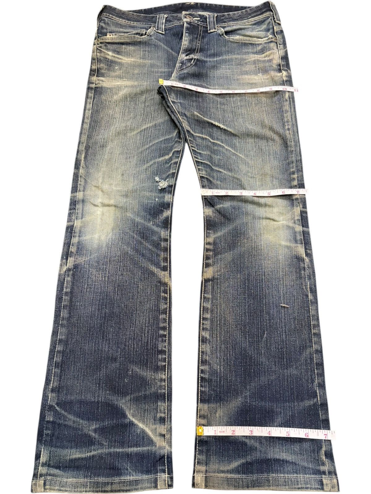 Tornado Mart Vintage Japanese Brand Mud Wash Distress Flare Jeans Size US 31 - 8 Thumbnail