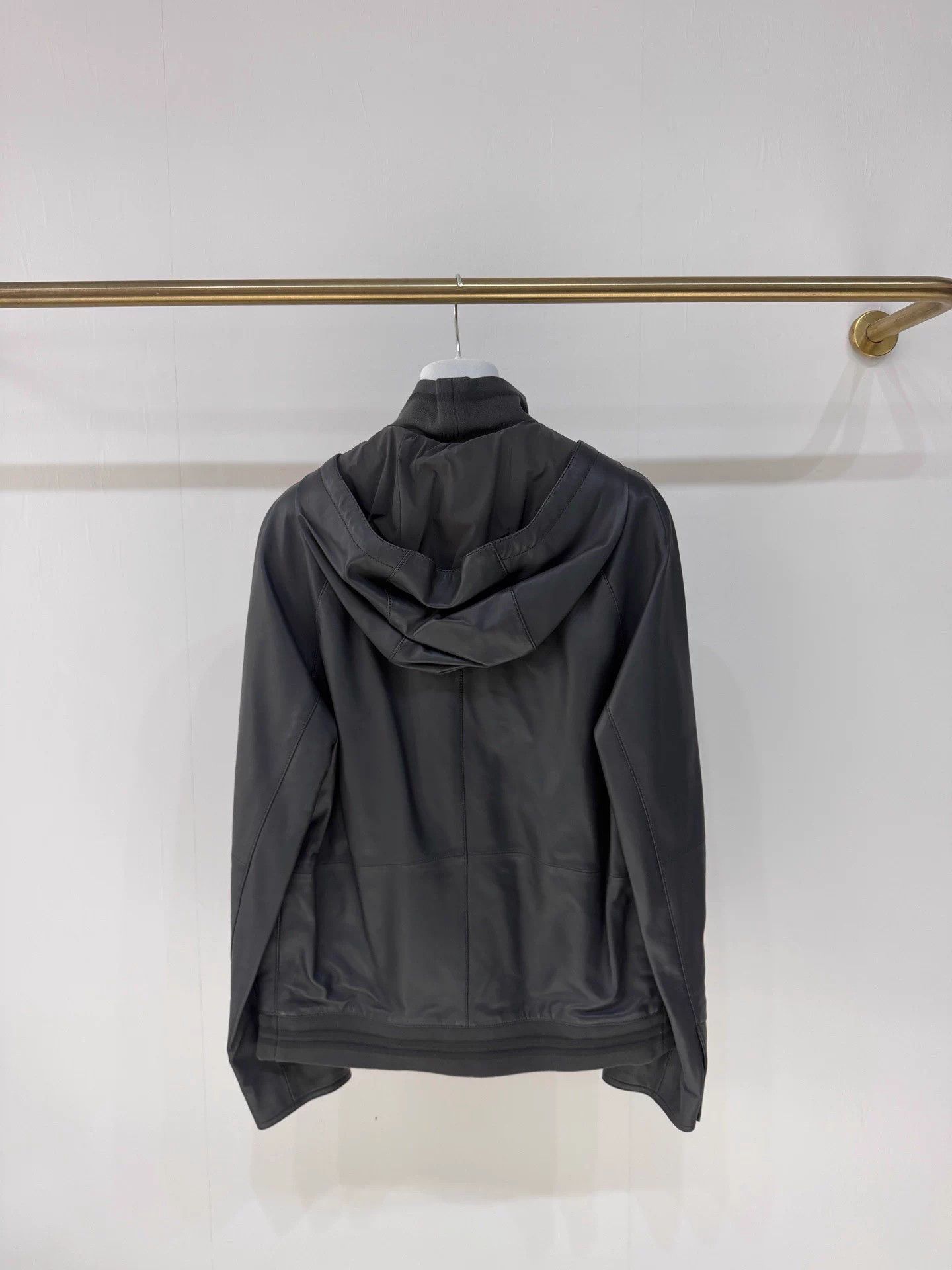 Hermes Hermes Grey Black Lambskin Leather Jacket 46 BNWT Size US S / EU 44-46 / 1 - 7 Thumbnail