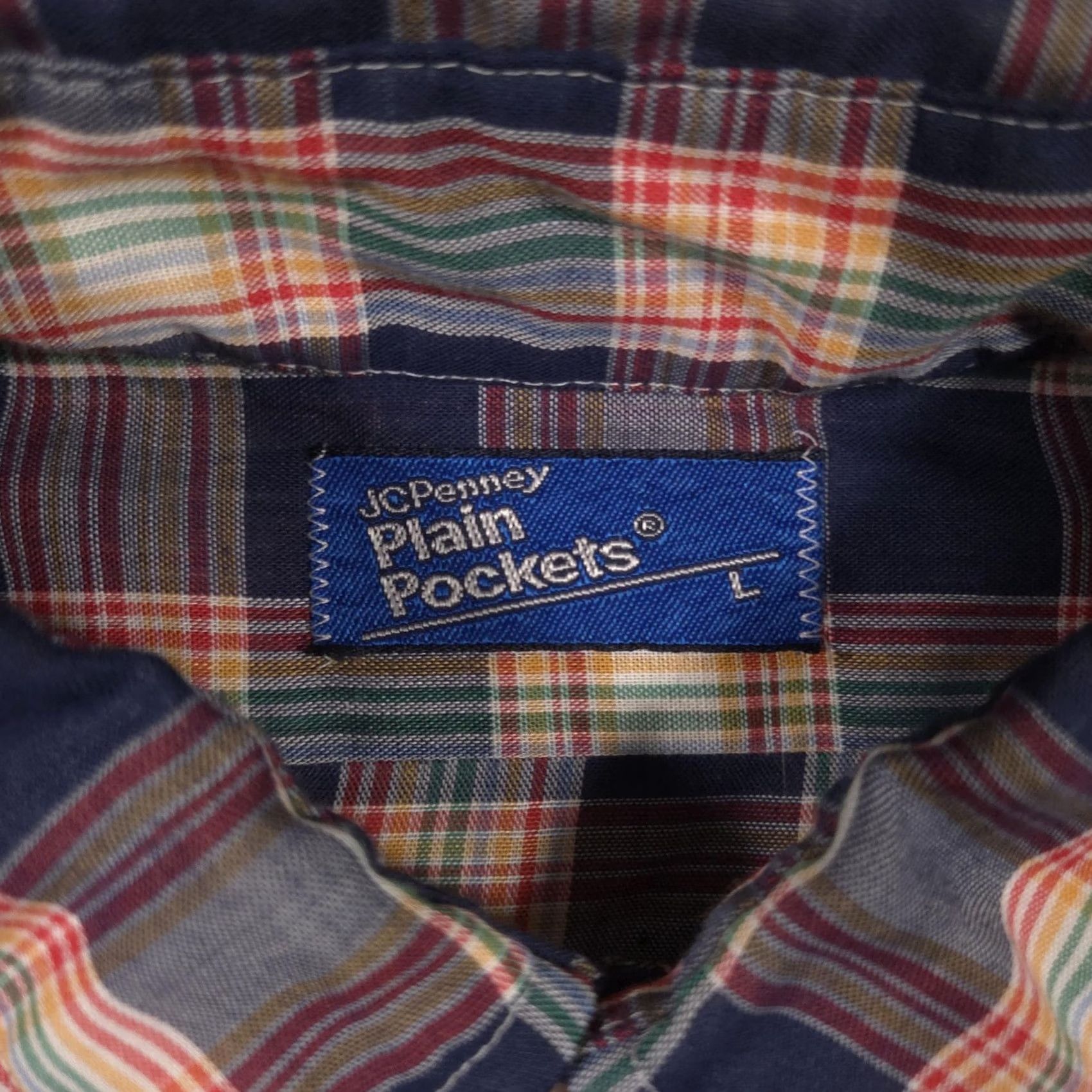 JCPenney Vintage JCPenney Plain Pockets Shirt Mens Large Blue Plaid Button Long Sleeve Size US L / EU 52-54 / 3 - 6 Thumbnail