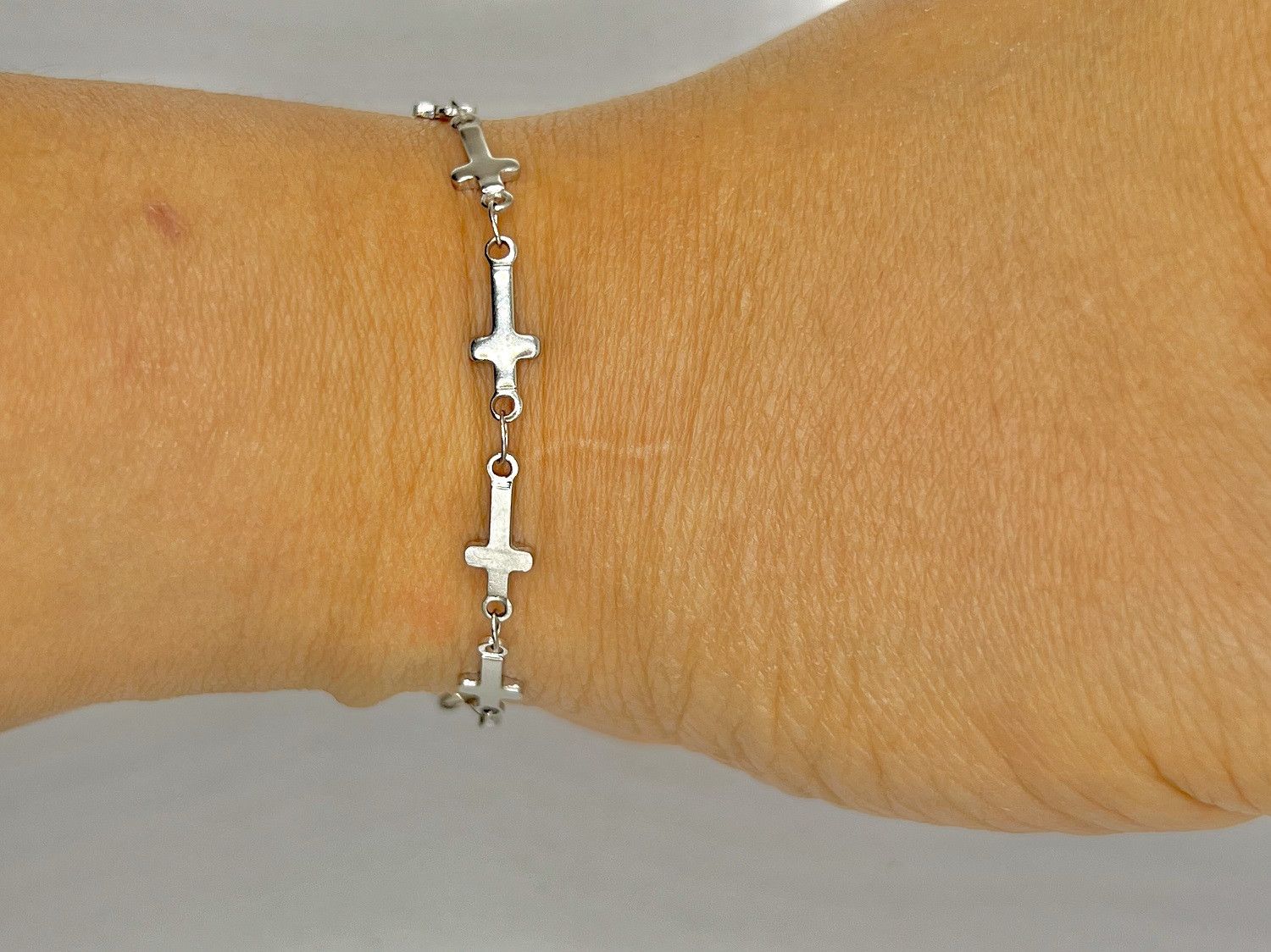Handmade Cross Chain Stainless Steel Bracelet Size ONE SIZE - 5 Thumbnail