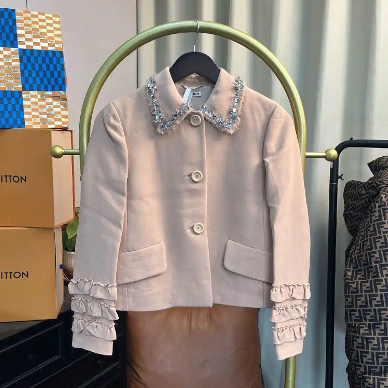 Miu Miu Miu Miu Light Pink Polyester Jacket 0089 Size S / US 4 / IT 40 - 1 Thumbnail