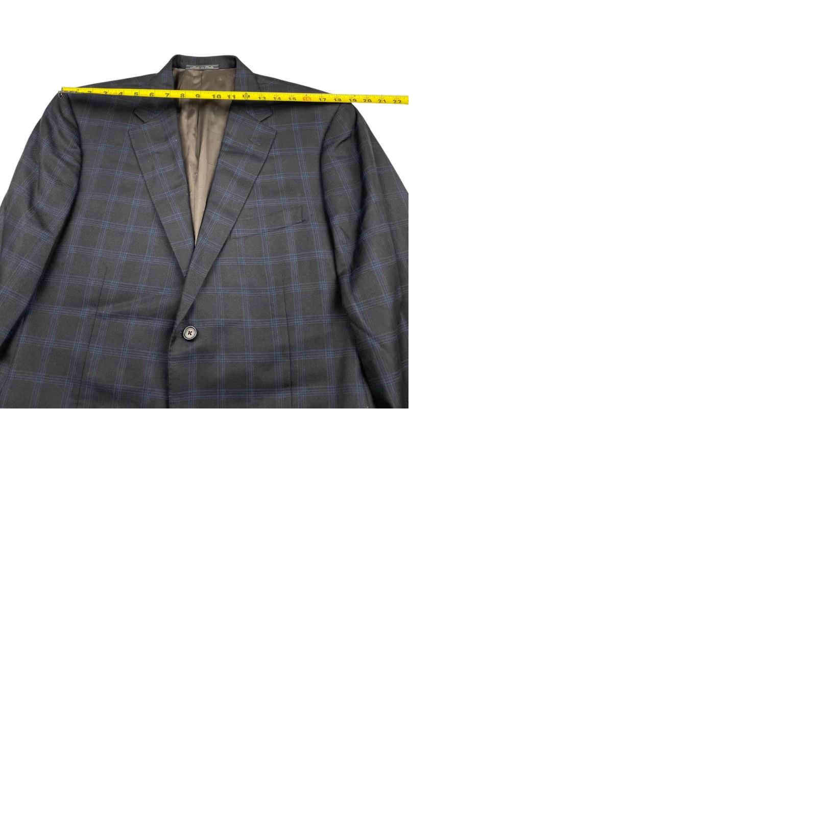 Corneliani Corneliani Blazer Men Wool/Cashmere Black/Blue Windowpane Plaid 44R Italy Two-Button Single-Breasted Notch Lapel Regular Jacket Coat/Blazer Mens Size 44R - 9 Thumbnail
