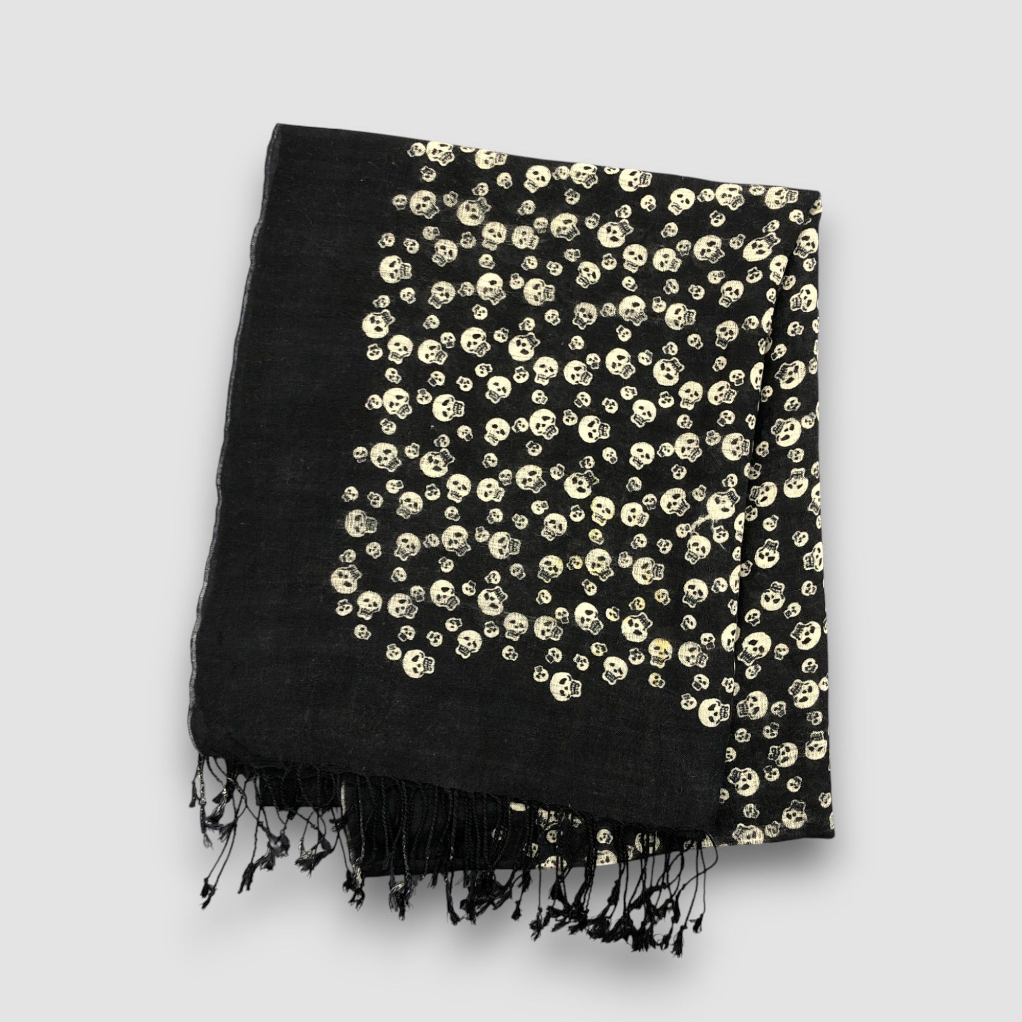 Japanese Brand Vintage Glen Prince Scarf Skulls Long Shawl Wool Scarves. Size ONE SIZE - 7 Thumbnail