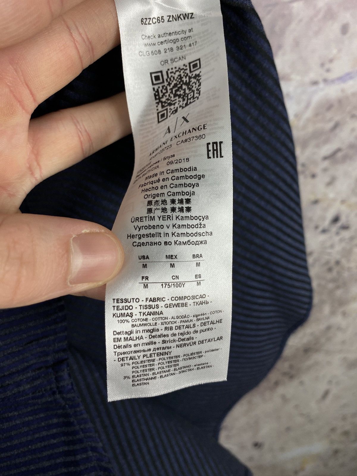 Armani Men’s Armani Exchange Long Sleeve Shirt Button Up Size M Size US M / EU 48-50 / 2 - 8 Thumbnail