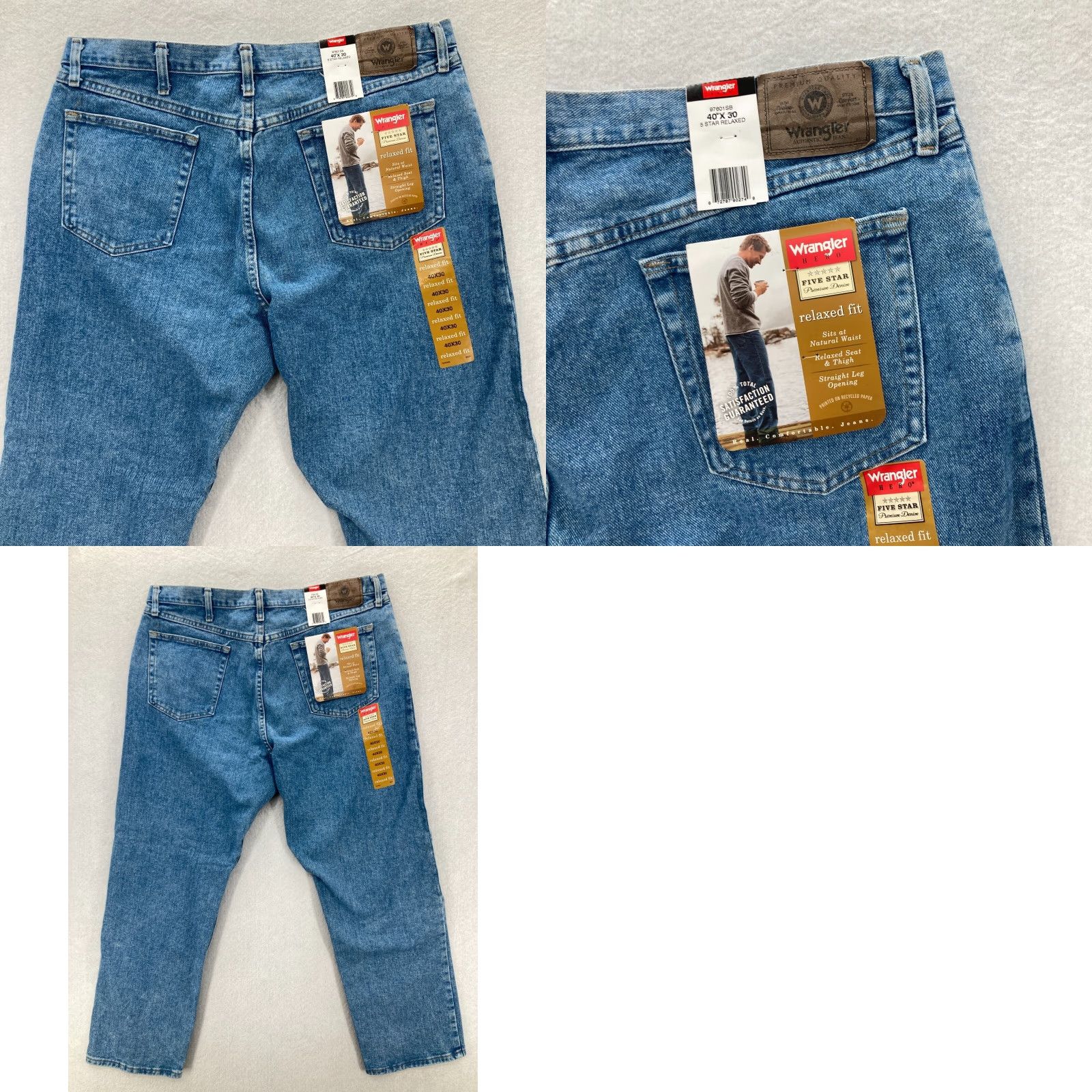Wrangler Wrangler Jeans 5 Star Relaxed Medium Blue Denim Straight Leg Mens 40x30 Straight Leg Jeans Denim Blue Color 5 Star Premium Denim Mens Size US 40 / EU 56 - 8 Thumbnail