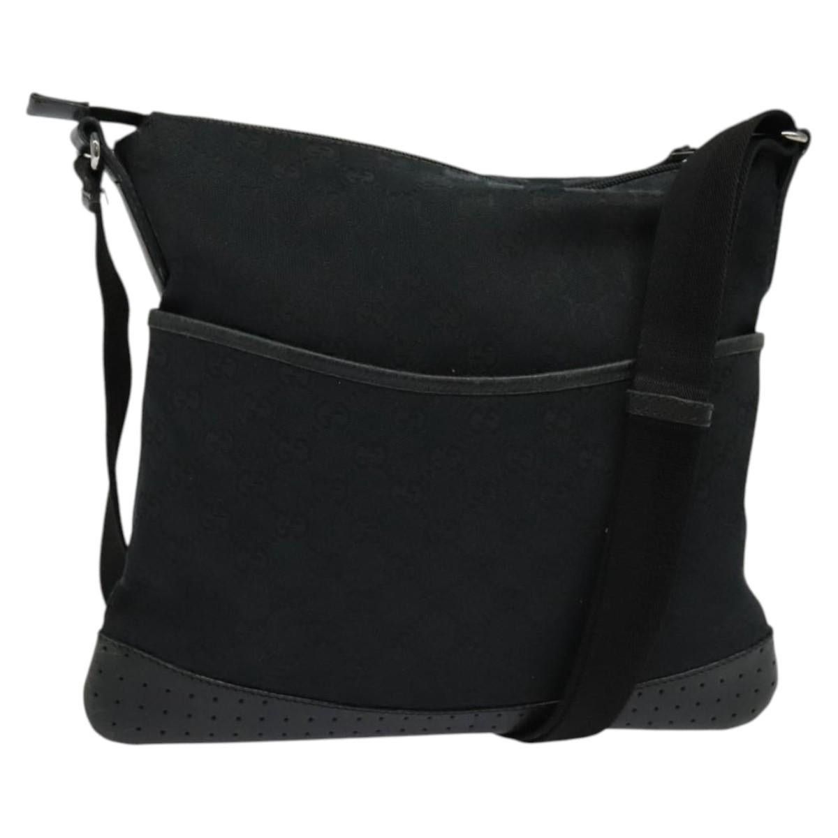 Gucci GUCCI GG Canvas Shoulder Bag Black Silver Size ONE SIZE - 1 Thumbnail