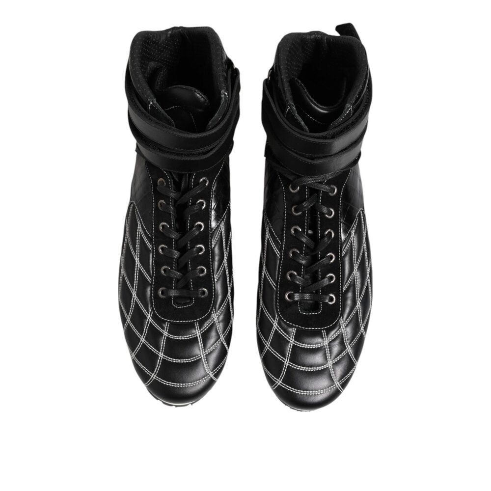 Dolce & Gabbana Dolce & Gabbana Black Quilted Leather Lace Up Sneakers Shoes Size US 11 / EU 44 - 3 Thumbnail